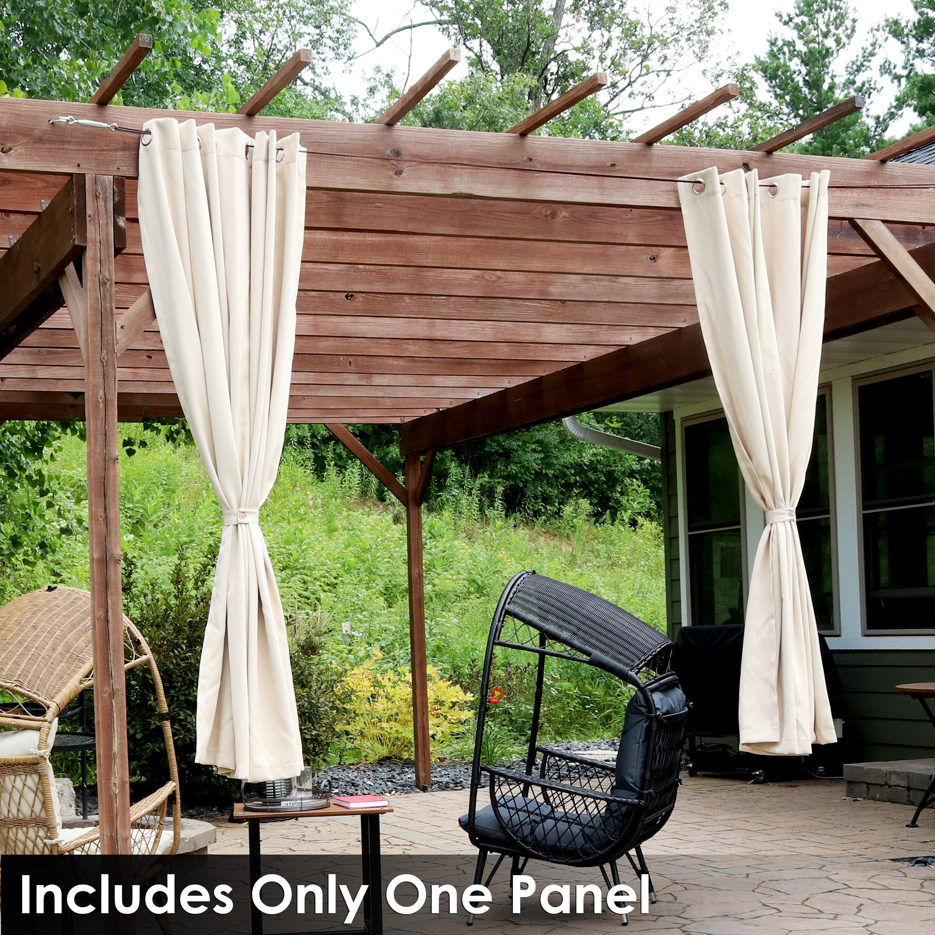 Sunnydaze Beige Blackout Curtains for Outdoor Patio - UV Protection & Privacy - Perfect for Porch, Gazebo, and Sunroom Decor