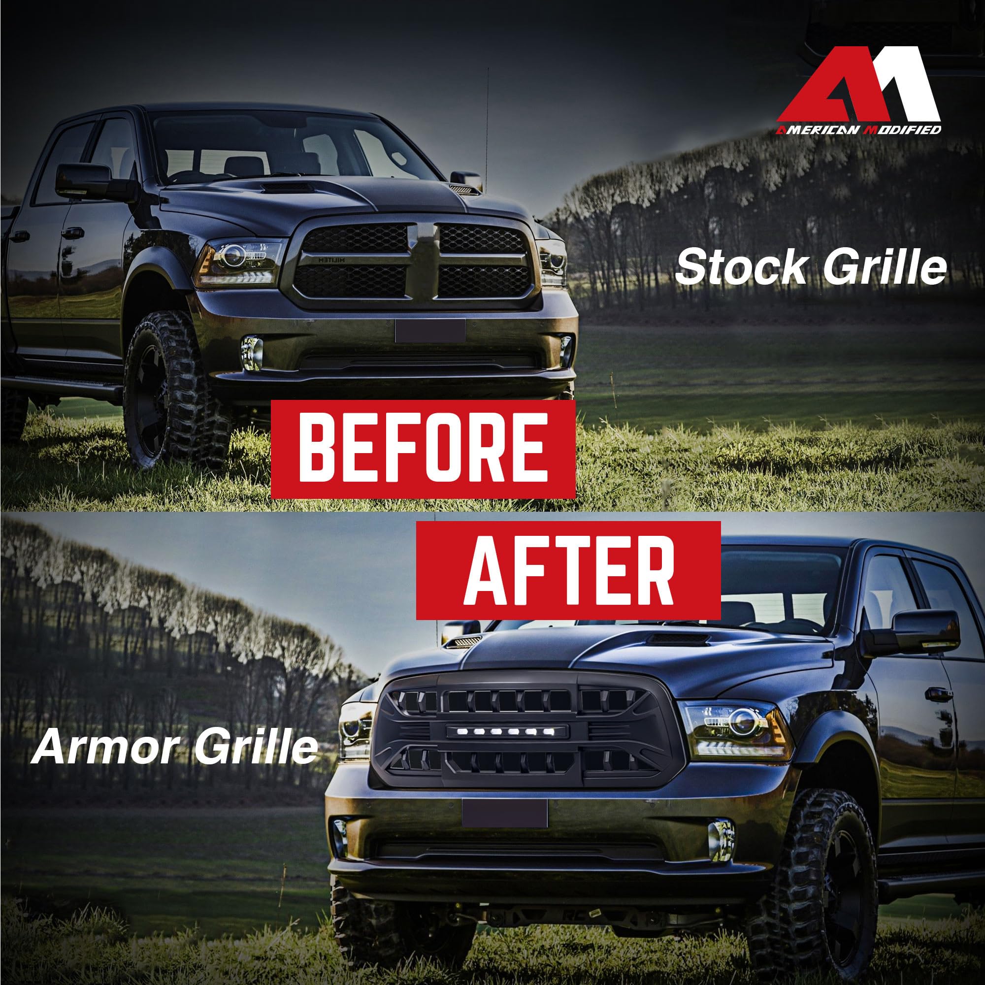2013-2023 Dodge Ram 1500 & Ram 1500 Classic Off-Road Grille Guard with LED Lights | Heavy Duty Matte Black Front Bumper Protection | Perfect for Off-Roading, Truck Shows & Daily Driving