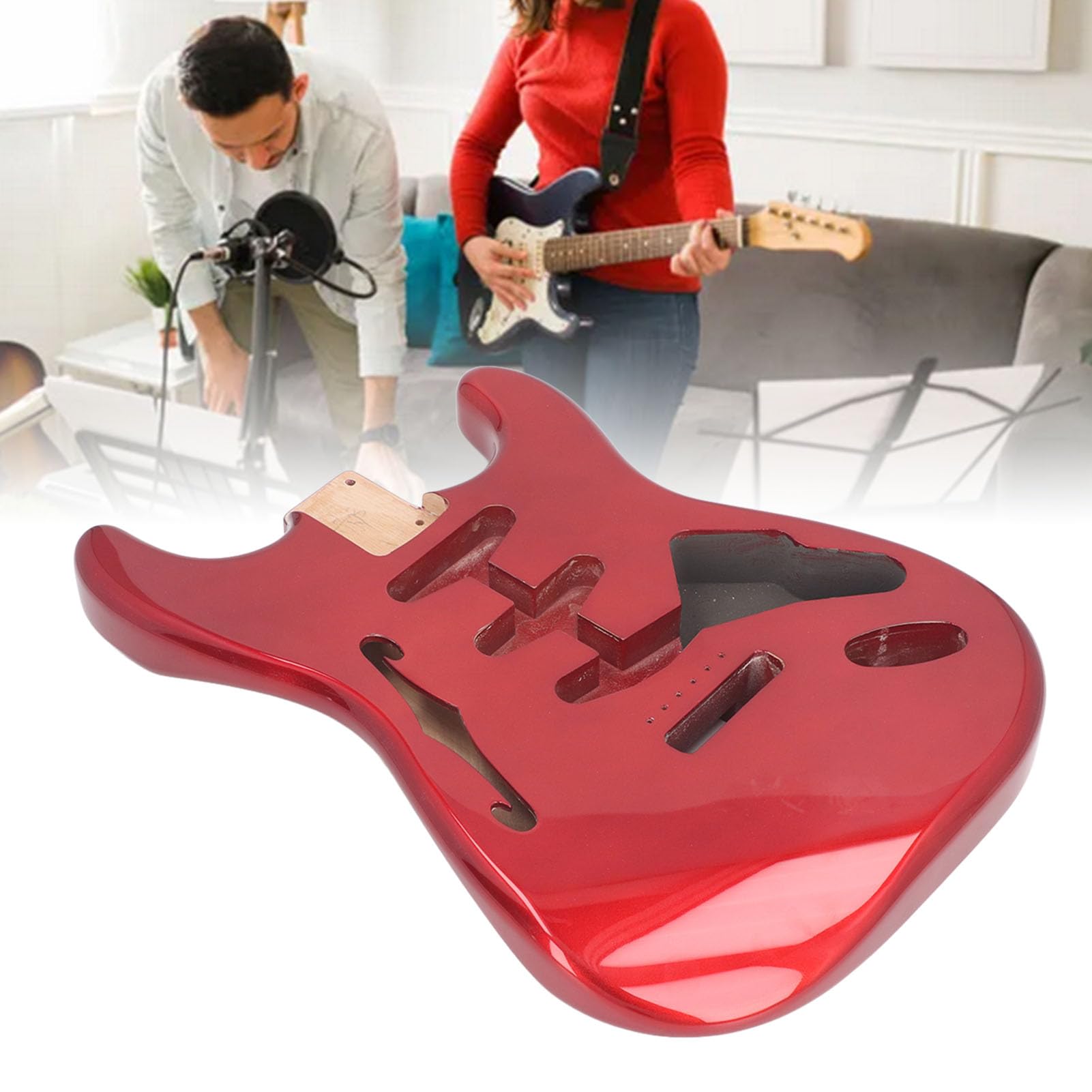 Solid Alder Wood Electric Guitar Body SSS - High Gloss Finish ST Style Guitar Body (GSB12ST Red) | Perfect for DIY Guitar Builders & Replacement Parts | Rock, Blues & Studio Performances