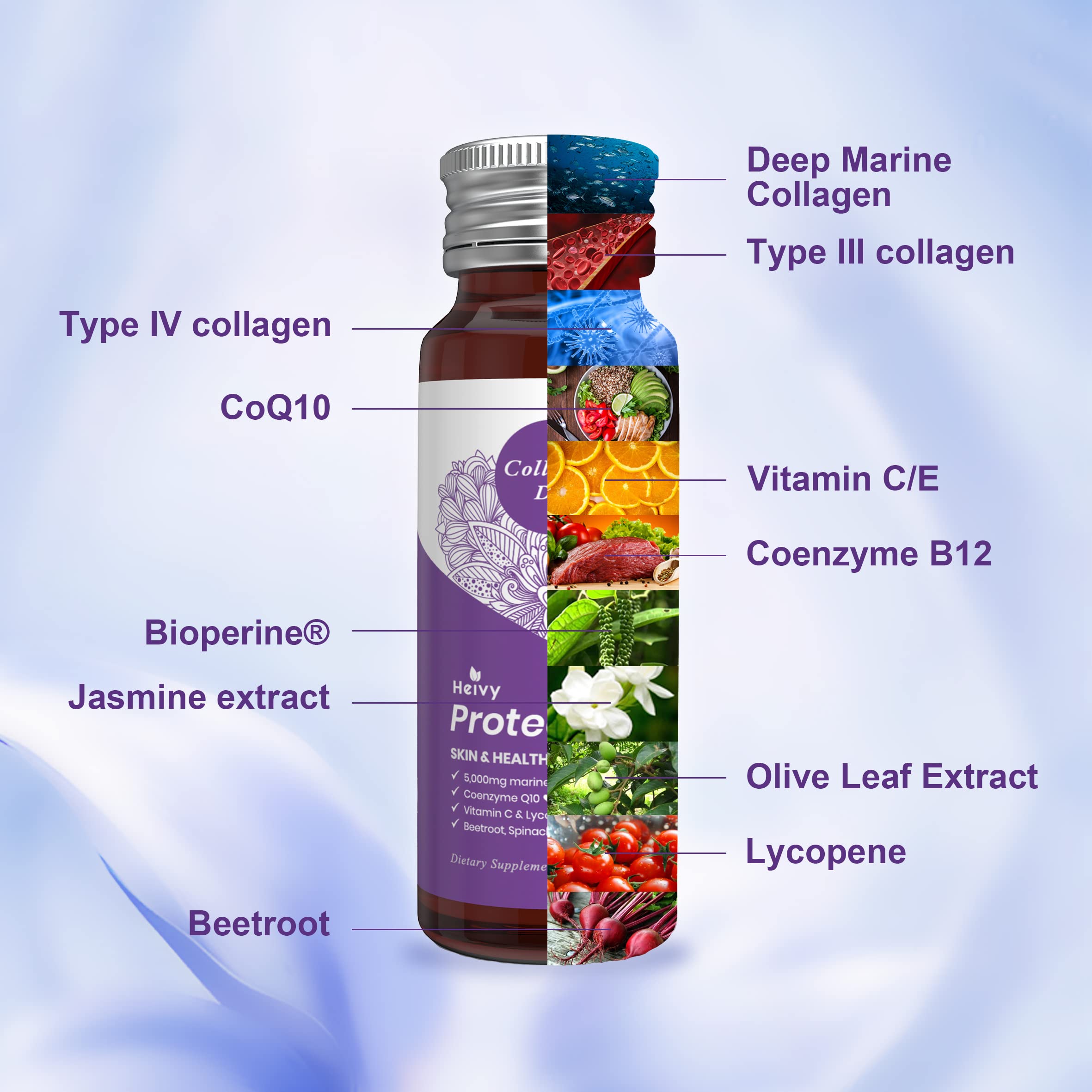 Premium Marine Collagen Drink for Women - 1.69 Fl Oz (30 Pack) | Energy Booster with Antioxidants | Supports Detox & Skin Health | Great for Post-Workout Recovery & Daily Wellness Routine
