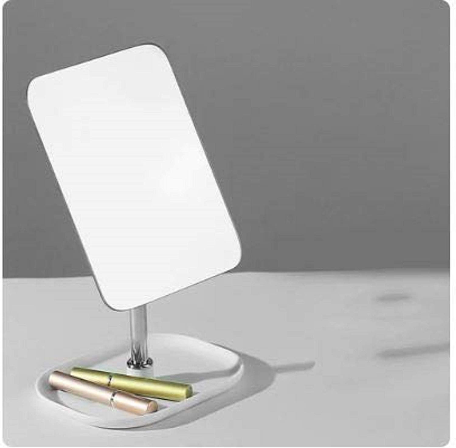 BIRMON Pink Metal Tabletop Vanity Mirror with Removable Handle - Frameless Rectangular Makeup Mirror for Dressing Table, Bathroom, and Bedroom