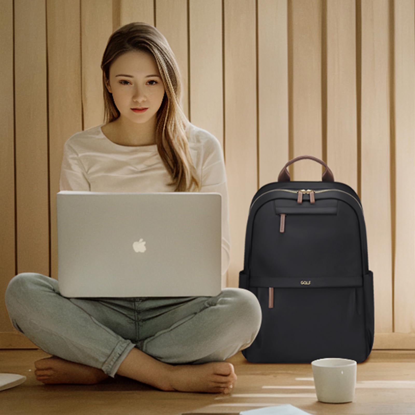GOLF SUPAGS Women's Laptop Backpack - 14 Inch Notebook Computer Bag for Work, Travel & School - Lightweight Durable Daypack with USB Charging Port (Black) | Perfect for Business Trips, College & Daily Commute