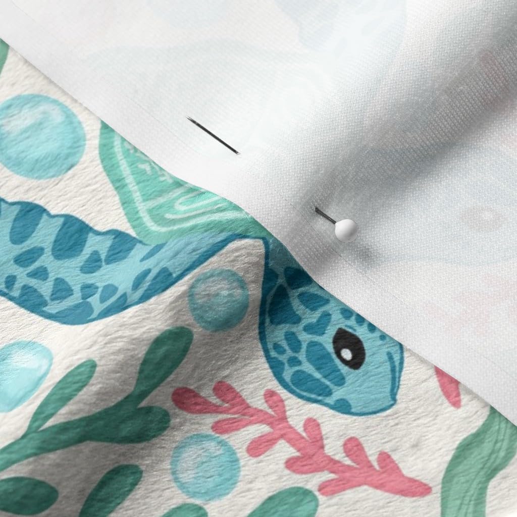 Pastel Sea Turtles Tropical Ocean Printed Minky Fabric by The Yard - Soft Plush Fabric for Baby Blankets, Quilt Backing, Sewing Projects - Perfect for Nursery Decor, Beach Themed Crafts & Coastal Home Decor