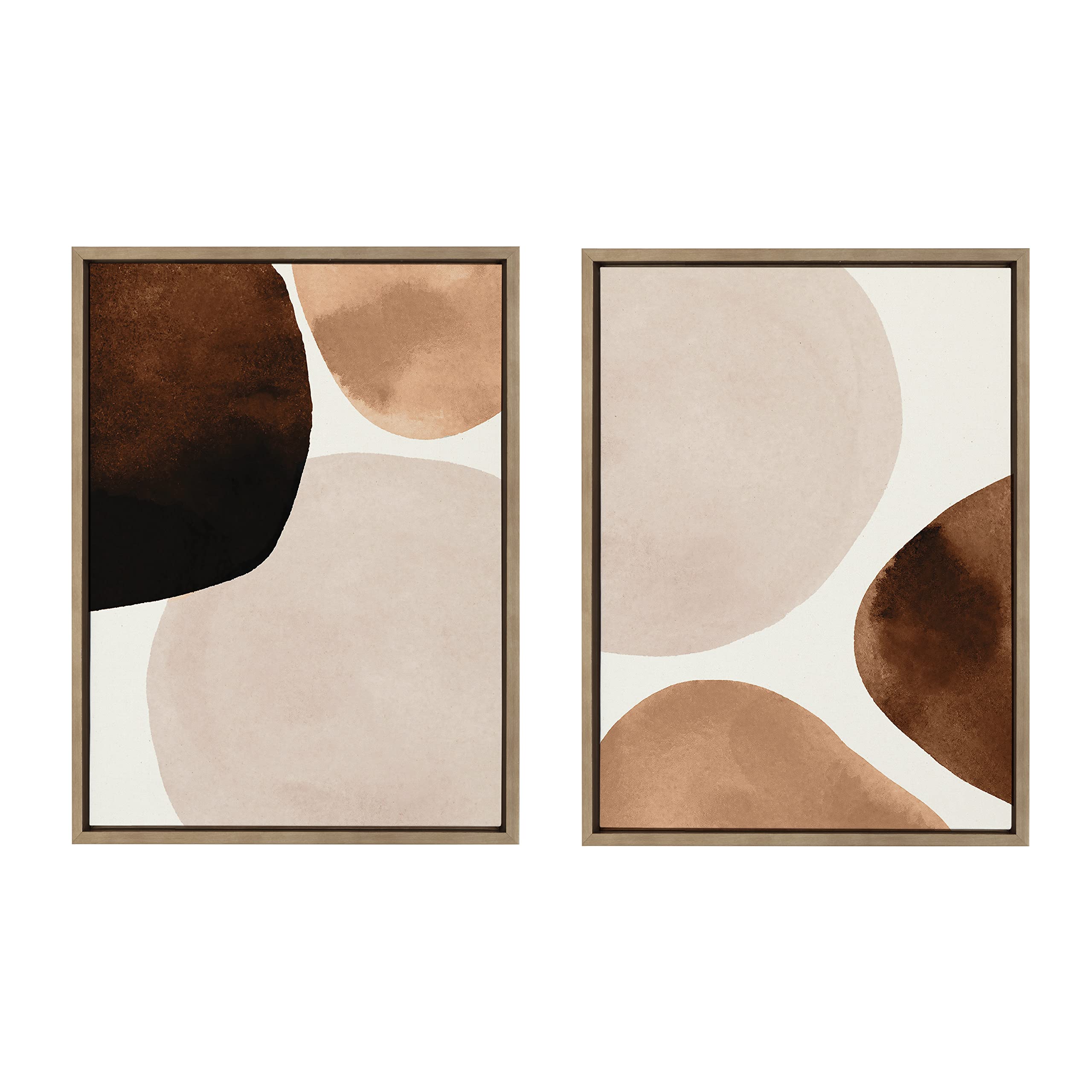 Amy Lighthall Framed Canvas Wall Art Set - Abstract Gold Sylvie Shapes I & II Prints (18x24 inches, Set of 2) | Modern Home Decor for Living Room, Bedroom & Office