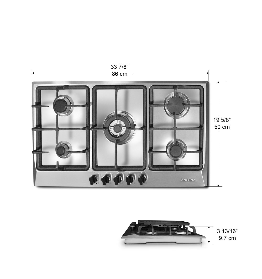 34 Inch 5-Burner Professional Gas Cooktop - High Performance Stainless Steel Stove for Home Kitchen | Perfect for Large Family Cooking, Holiday Meals & Entertaining Guests
