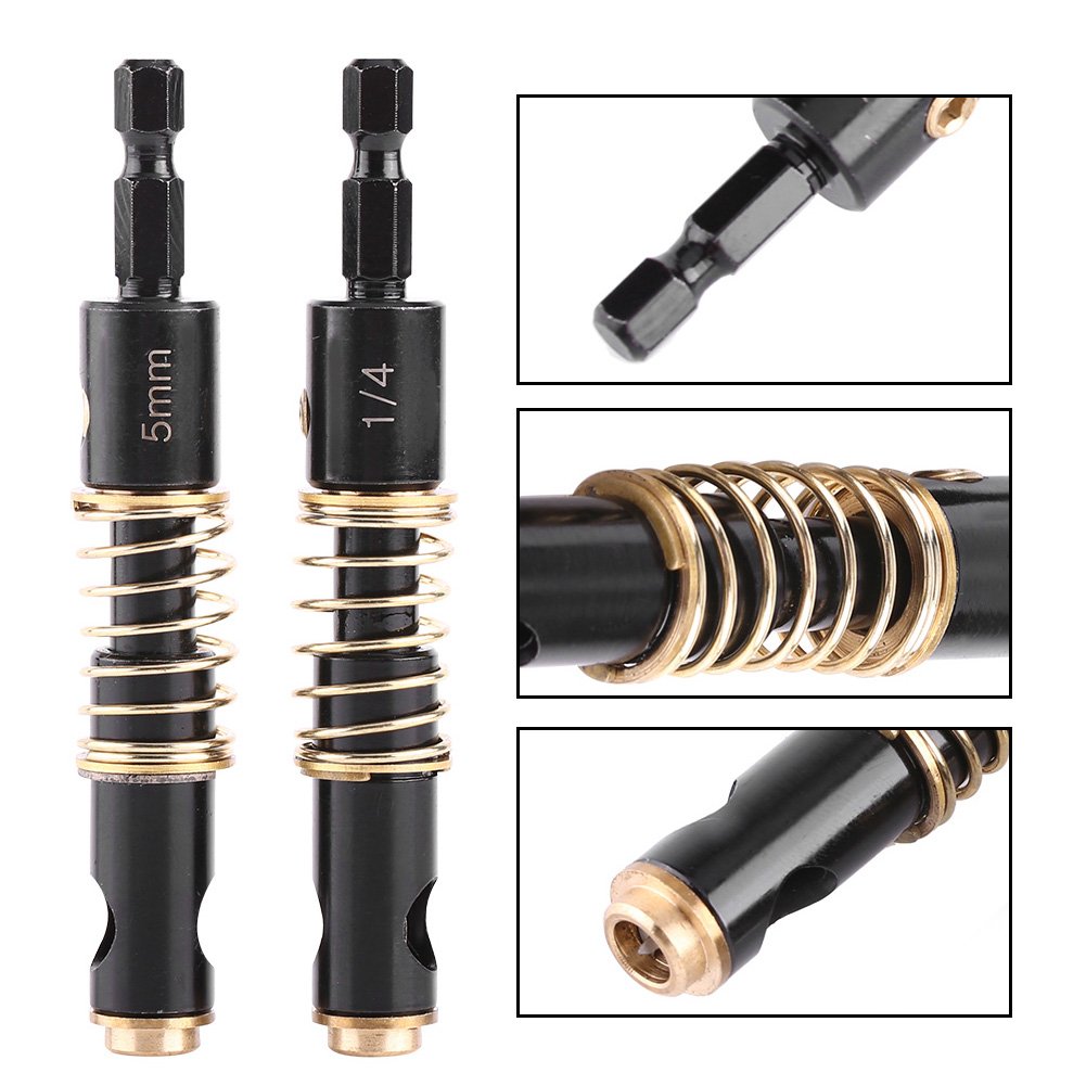 Self Centering Drill Bit Set - 1/4 Inch Hex Shank, Spring Loaded Hinge Tapper Core Drill Bits (5mm & 1/4