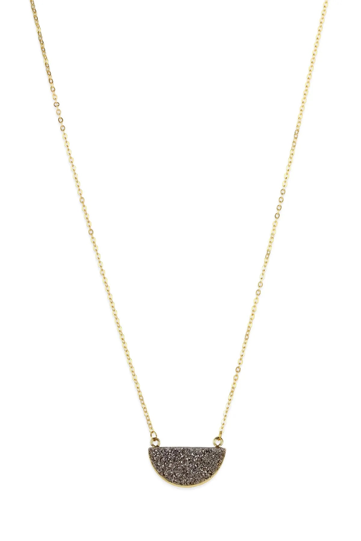 Semicircle Druzy Pendant Necklace for Women - Elegant Crystal Jewelry Gift for Her - Perfect for Parties, Weddings & Everyday Wear