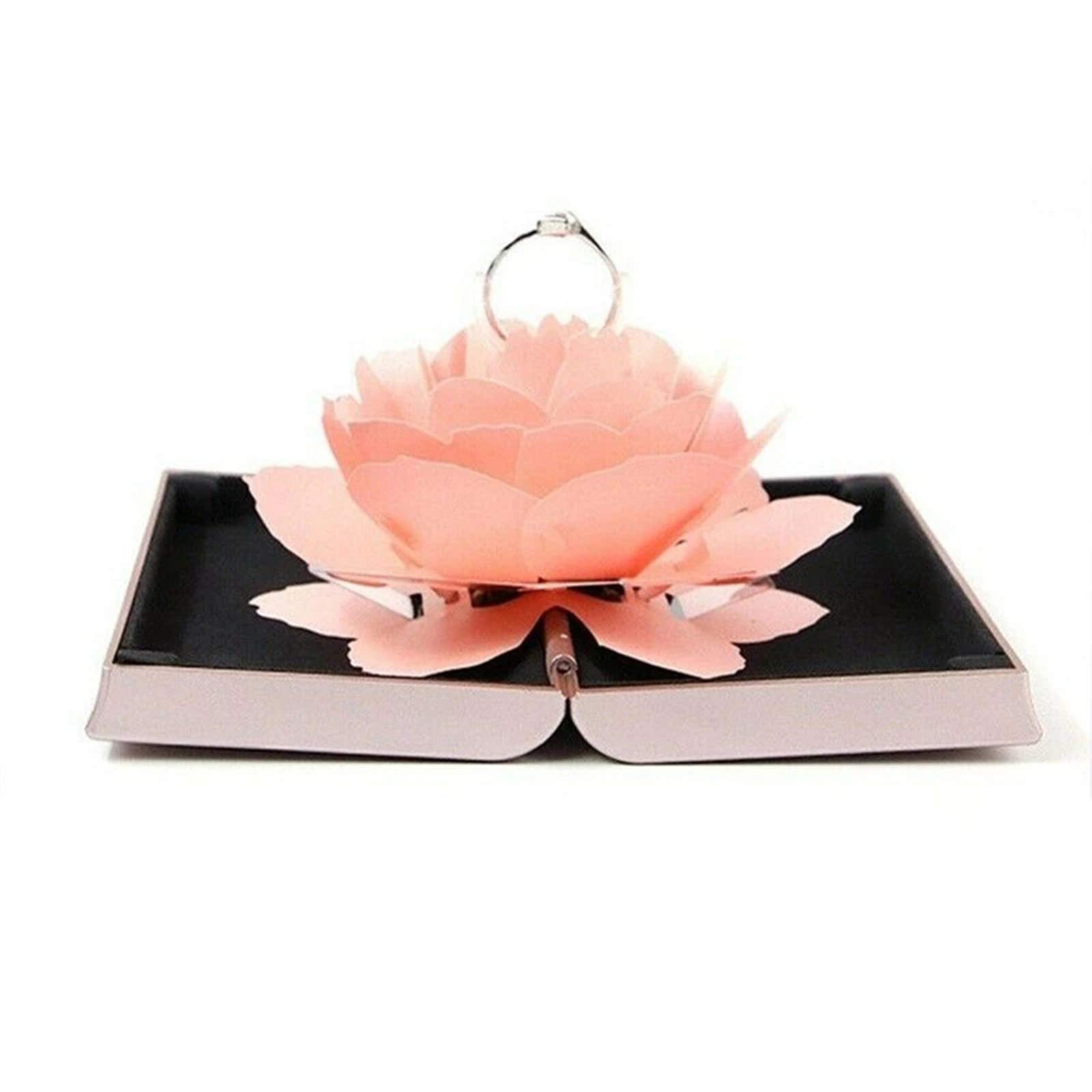 Keqin Elegant 3D Pop-Up Rose Ring Box - Wedding & Engagement Jewelry Storage Case - Rotating Rose Flower Ring Holder for Proposal, Anniversary & Romantic Gifts - Perfect for Surprise Proposals & Special Occasions
