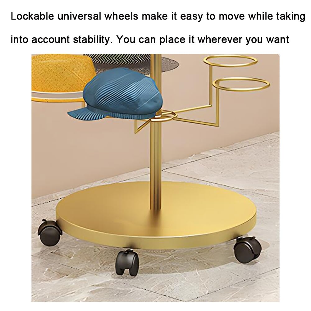 4/5/6/7 Tier Rotating Metal Hat Rack Stand with Wheels - Black Floor Standing Hat Display for Retail Stores, Boutiques & Cloakrooms (D-56x56x165cm) - Perfect for Hat Shops, Wig Displays & Home Organization
