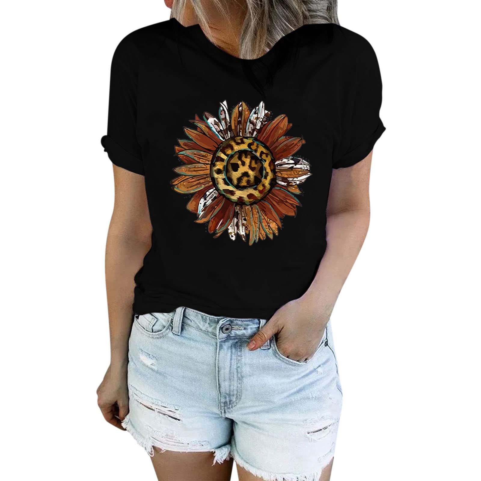 Stylish Aztec Western Denim Blouse for Women - Elegant Short Sleeve O-Neck Casual Top | Perfect for Boho Fashion, Summer Outfits & Western-Themed Events