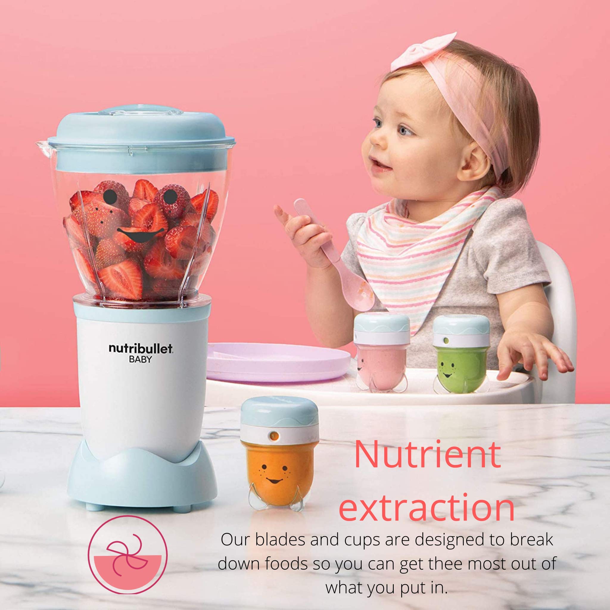 Nutribullet Baby Food Maker - Complete Baby Food Preparation System for Homemade Purees & Meals | Perfect for Infants & Toddlers | Easy to Use & Clean