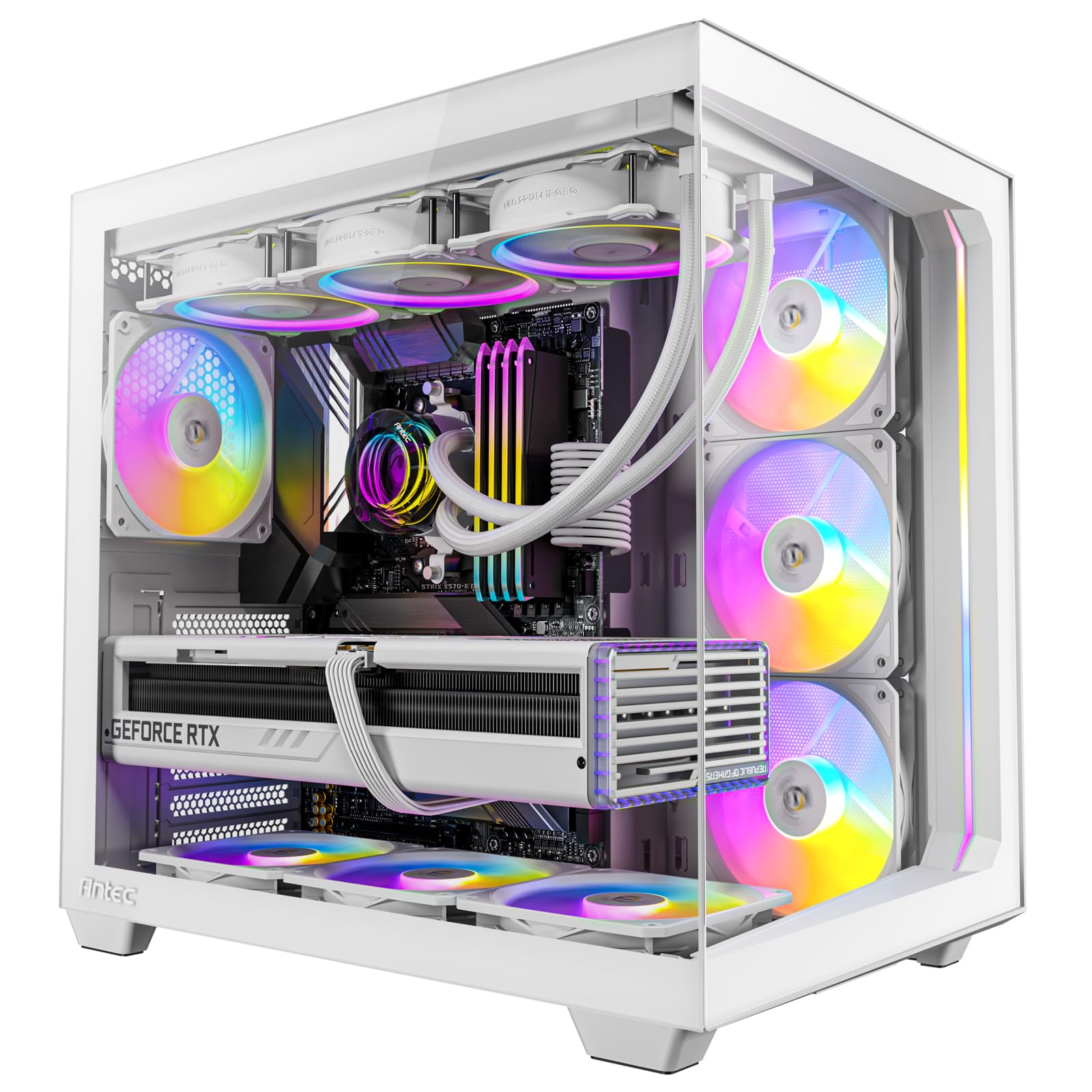 Antec C5 ARGB White Mid-Tower ATX PC Case - 7 x 120mm ARGB PWM Fans Included, Supports Up to 10 Fans, Type-C 3.2 Gen 2 Port, Tempered Glass Front & Side Panels, 360mm Radiator Support - Perfect for Gaming Rigs, Streaming Setups & High-Performance PC Builds