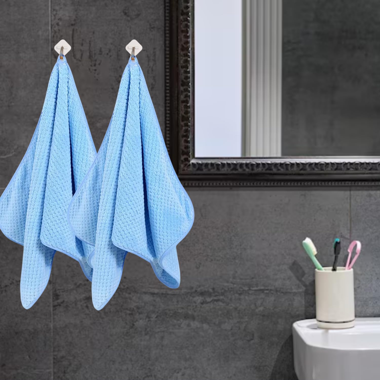 Premium Microfiber Hand & Face Towels - Ultra Soft, Absorbent, Quick Dry 300 GSM - Compact Towels for Gym, Travel, Home & Baby Care (Blue) - Ideal for Sports, Camping, Spa & Daily Use
