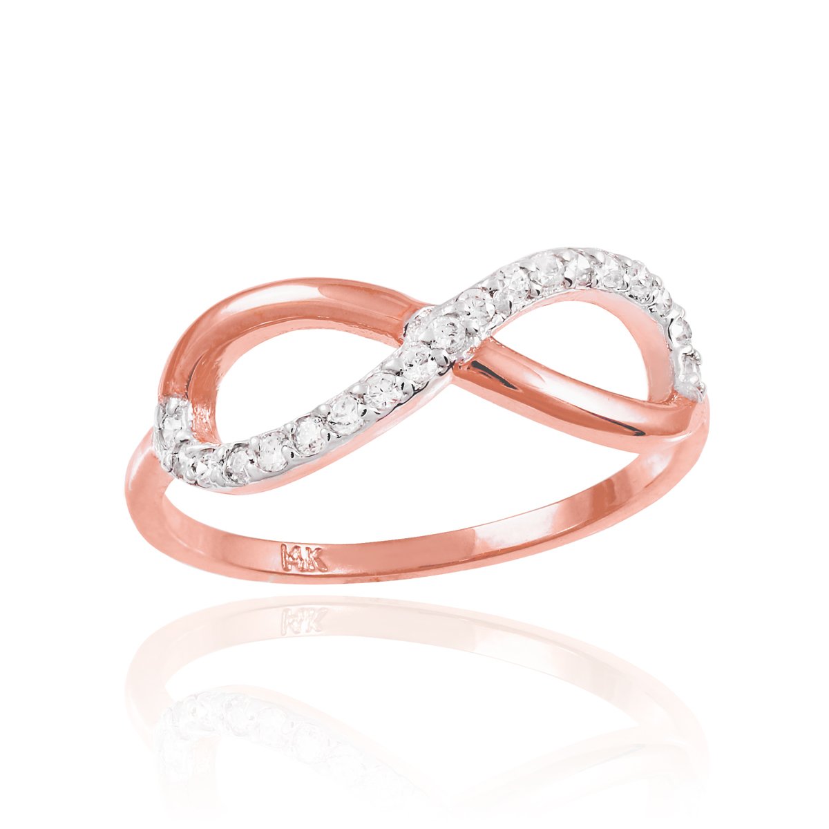 14K Rose Gold Infinity Ring with Cubic Zirconia - Elegant & Timeless Jewelry for Women, Perfect for Anniversary, Wedding, Engagement & Everyday Wear