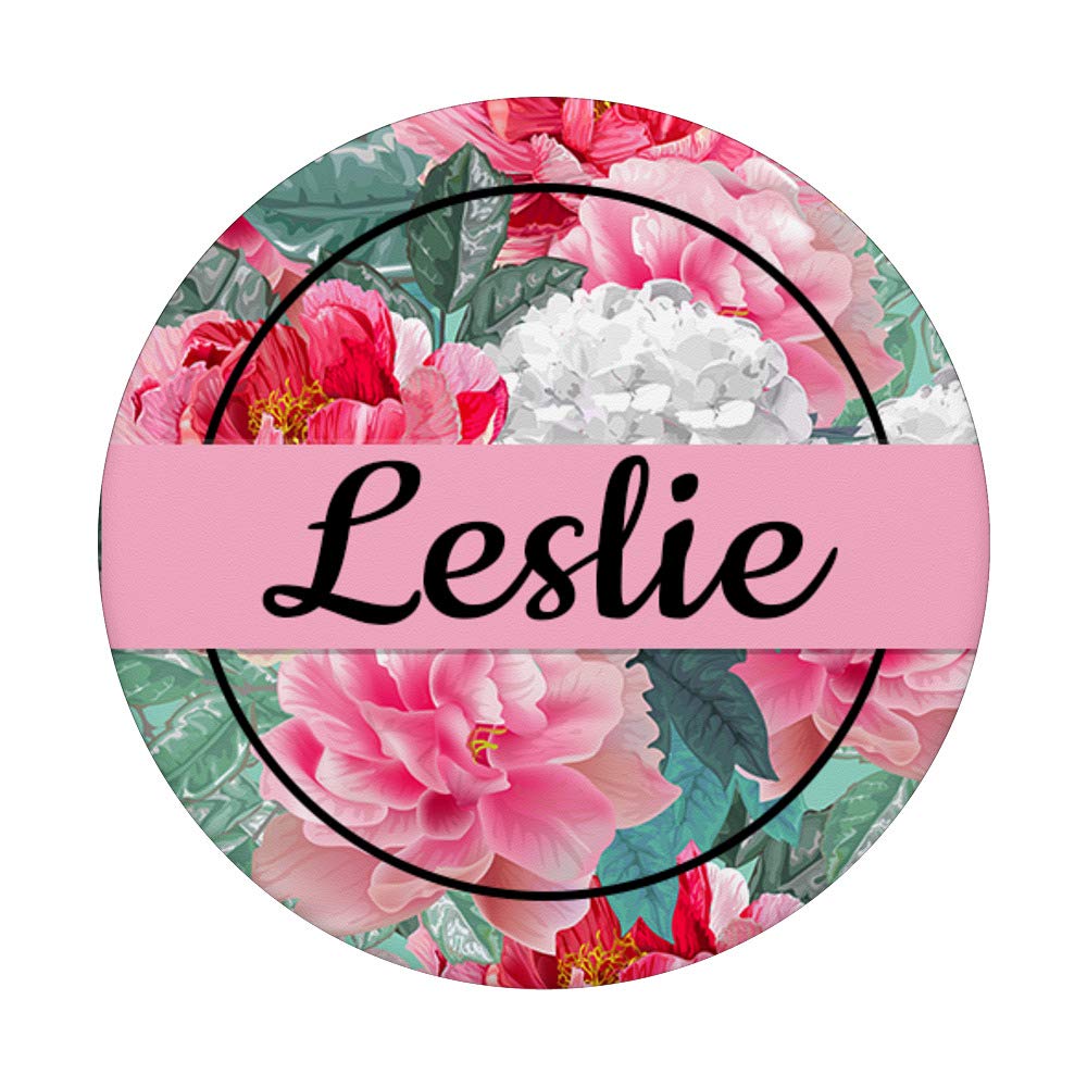 Personalized Leslie Floral Monogram Gift - Pink, Black & White Rose Design for Home Decor, Wedding Favors & Special Occasions