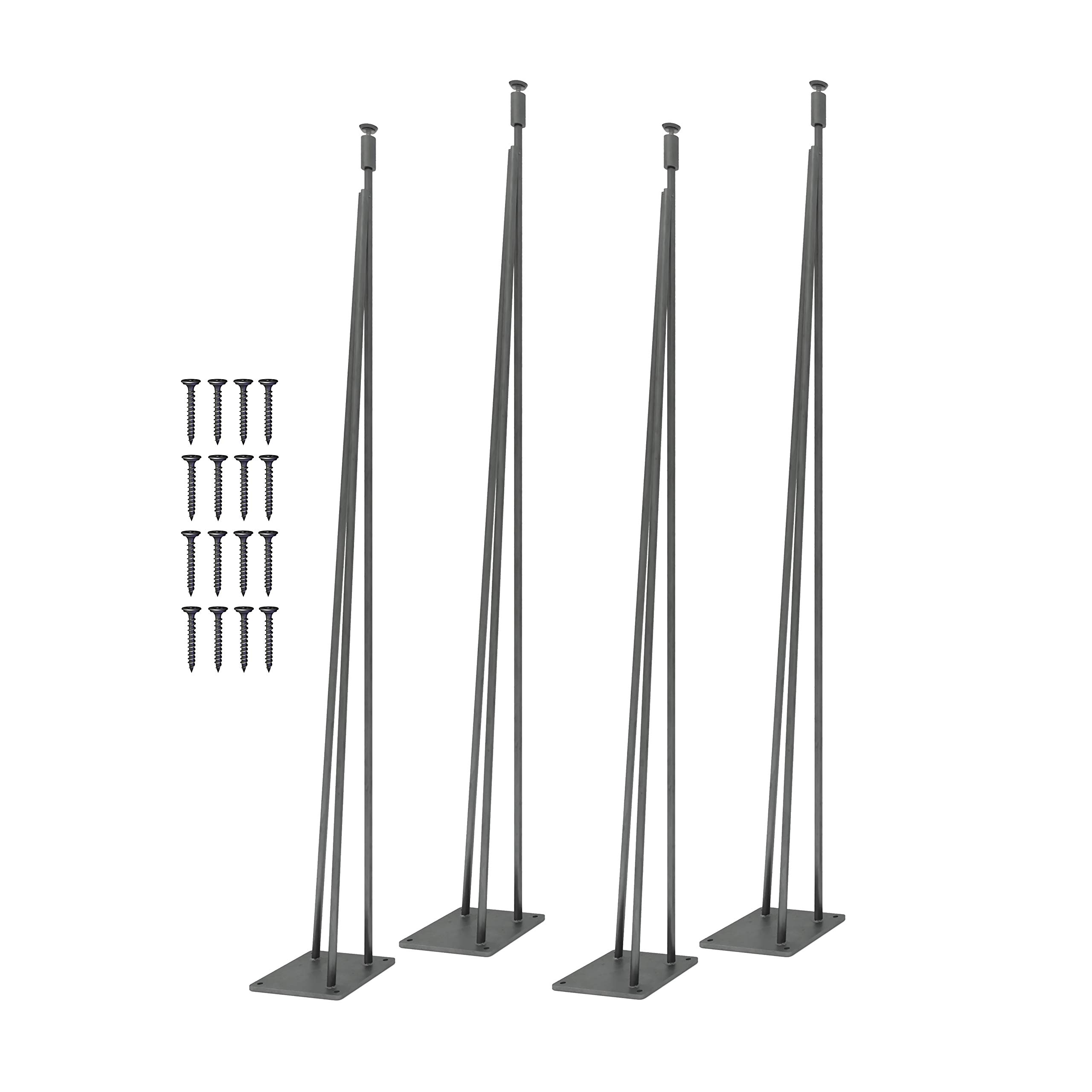 Industrial Metal Hairpin Table Legs Set of 4 - Adjustable Height 16