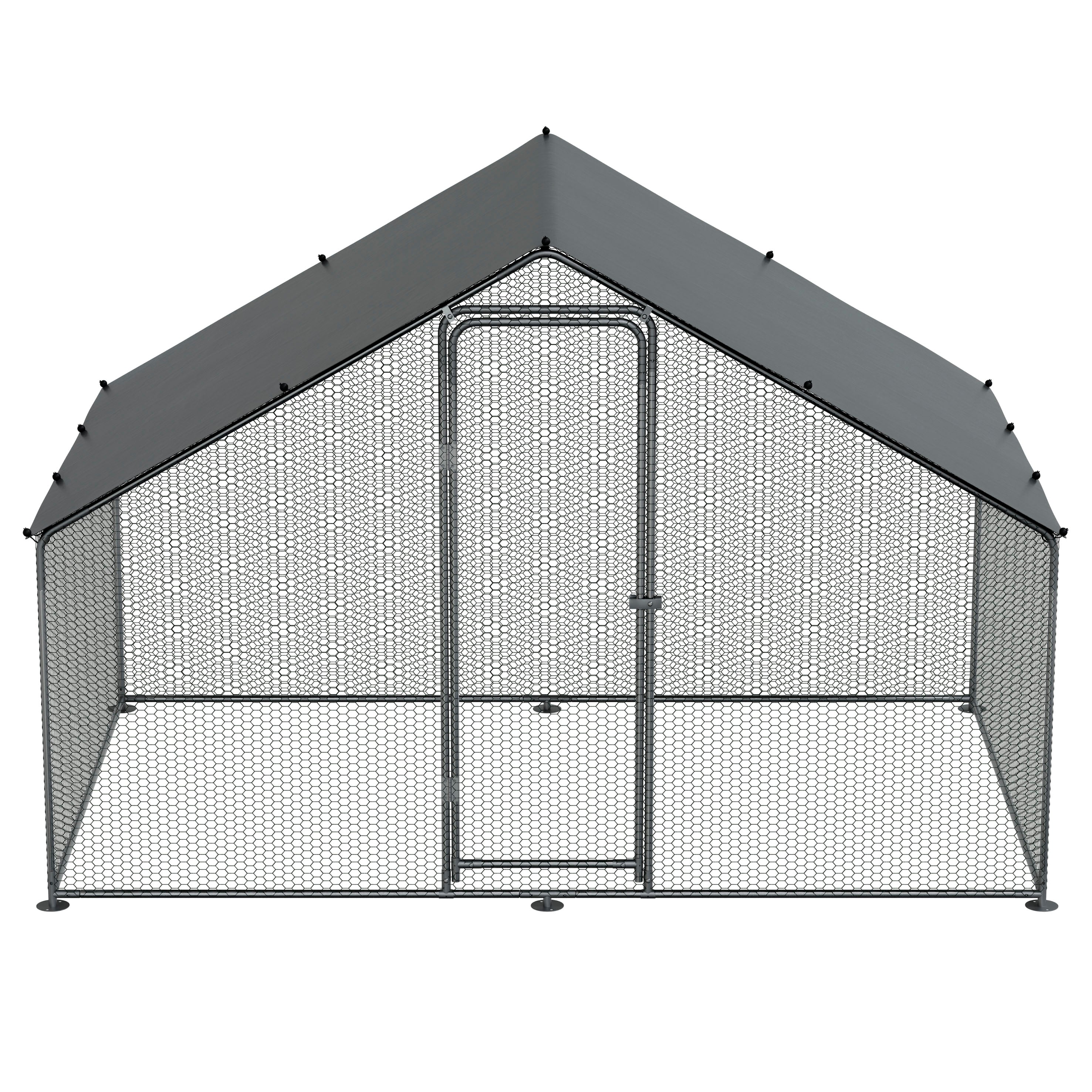 3x2x2m Galvanized Steel Walk-In Chicken Coop with Roof Cover & PVC Coated Wire - Secure Poultry Enclosure for Backyard Chickens, Ducks, and Small Animals | Ideal for Outdoor Farm, Garden, and Pet Protection