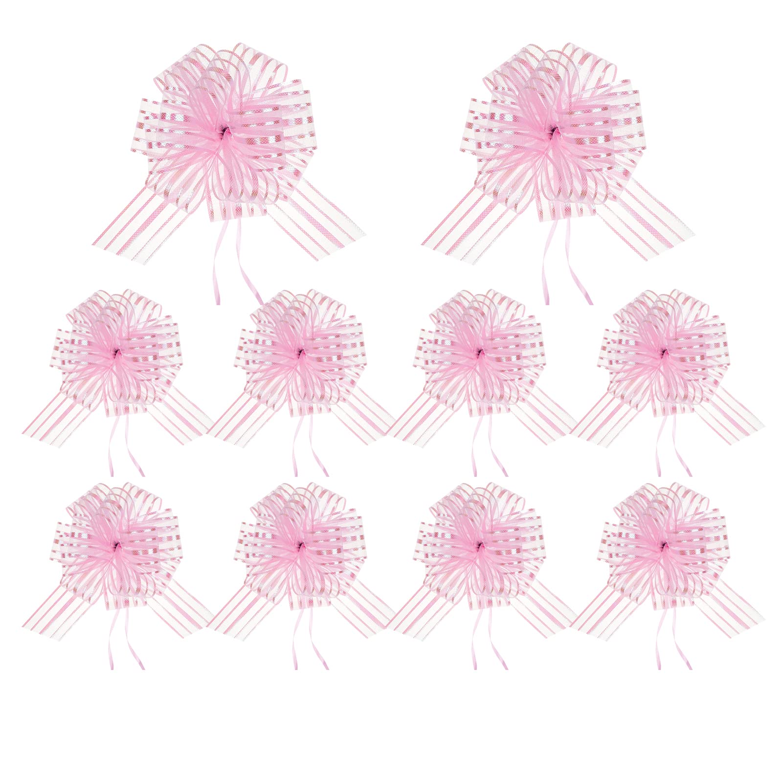 Big Bows for Gift Wrapping - 10pcs Light Pink Party Car Bows, Pull Bows for Gift Baskets, Birthday & Flower Gift Wrap Bows (B15) - Perfect for Weddings, Baby Showers & Holiday Decorations