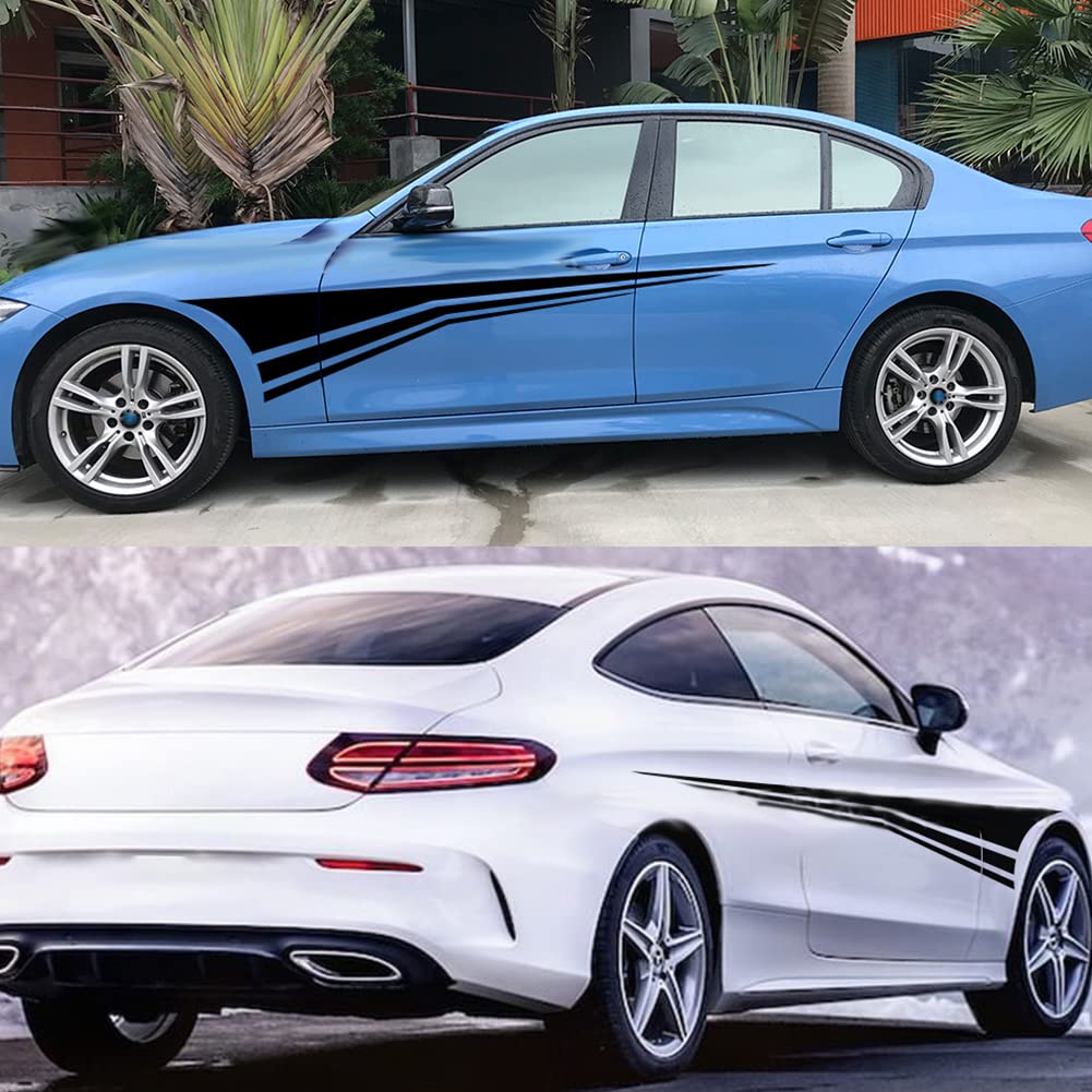 SEADEAR 2-Piece Car Body Side Stickers - High-Quality Vinyl Decals for Car Doors & Side Skirts (Bright Yellow) - Perfect for Customizing Sedans, SUVs & Trucks - Weatherproof & Easy to Apply Auto Styling Accessories