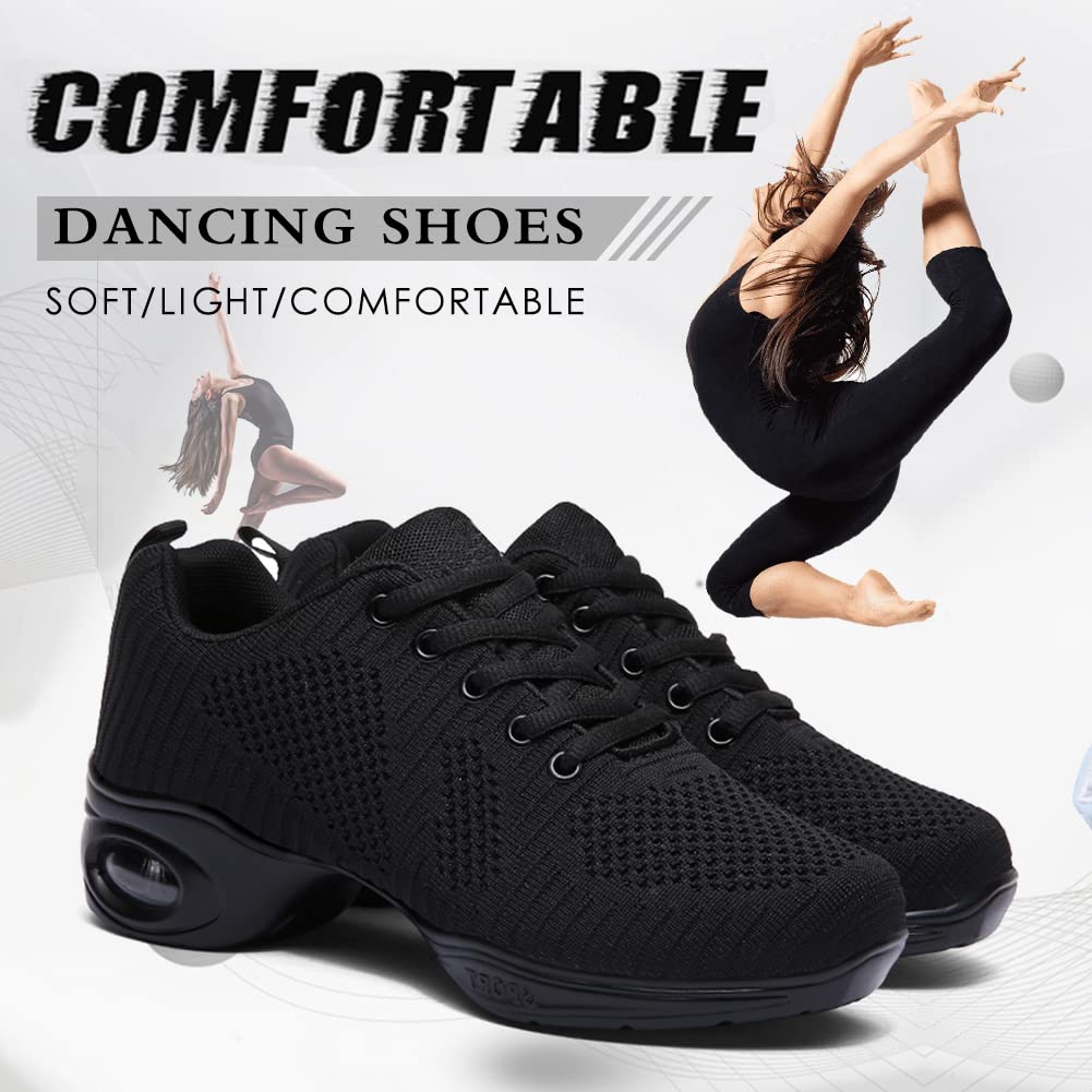 Women's Jazz Dance Sneakers - Breathable Air Cushion Split Sole Athletic Walking Shoes with Lace Up Design | Model 1902 | Perfect for Dance Classes, Workouts & Casual Wear