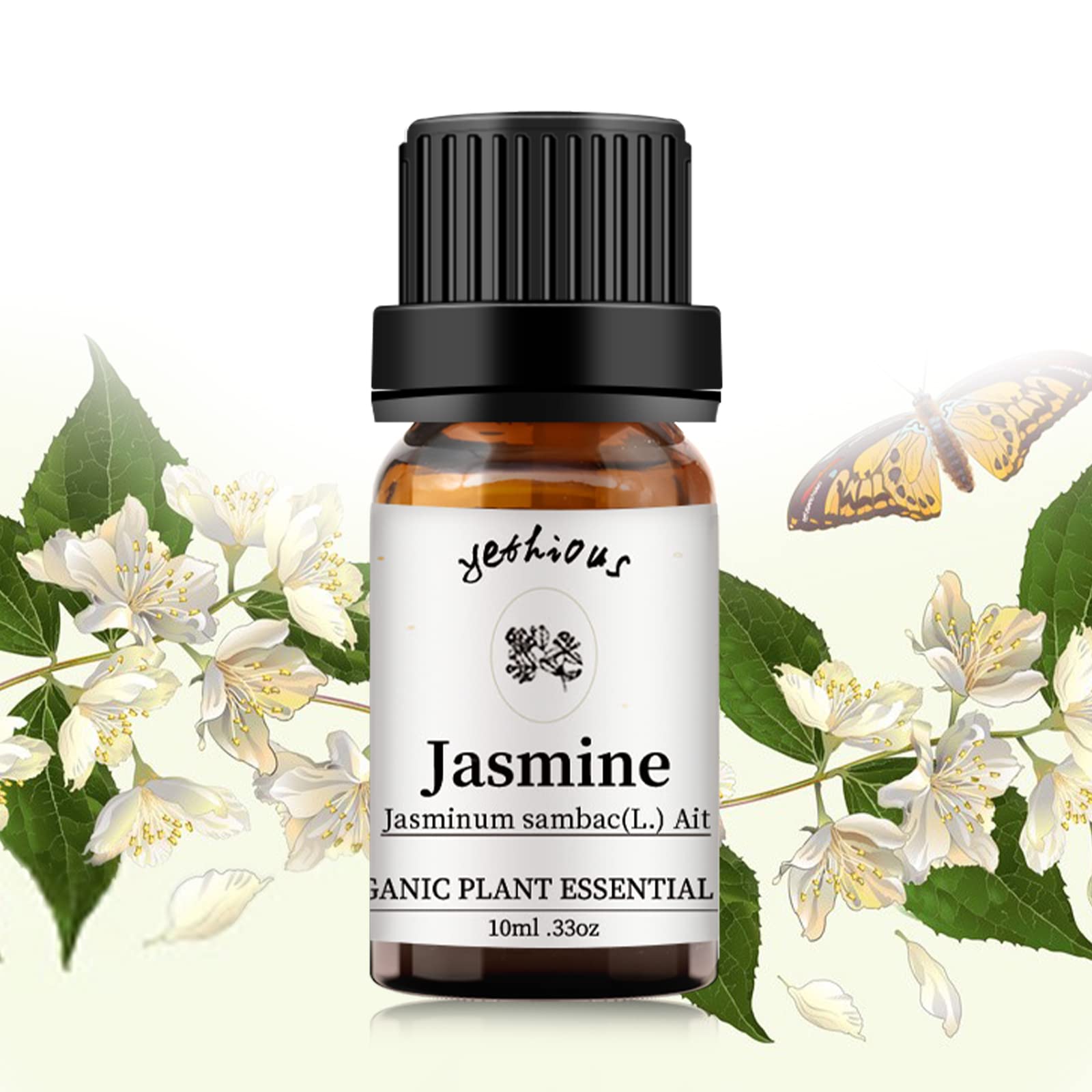 Organic Jasmine Essential Oil - 100% Pure Natural Floral Aroma for Diffusers, Aromatherapy, Skin & Hair Care, Soap & Candle Making (10ml) - Perfect for Relaxation, Spa, Yoga & Home Fragrance