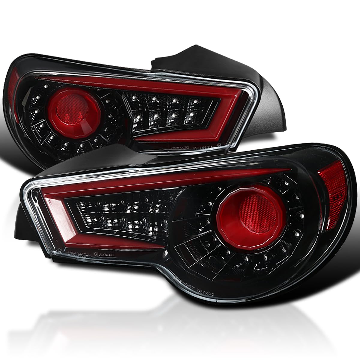 Spec-D Tuning Jet Black Housing Red Sequential LED Tail Lights - Compatible with 2013-2016 Scion FR-S & Subaru BRZ - Left & Right Pair Assembly - Upgrade Your Car's Style & Visibility for Night Driving