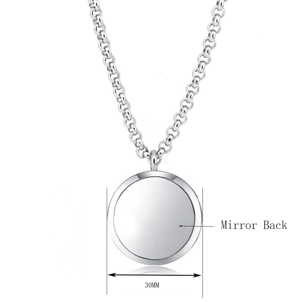 30mm Aromatherapy Essential Oil Diffuser Necklace - Hypoallergenic Magnetic Locket Pendant with 24'' Chain & Pads (Dragonfly Design) for Stress Relief, Meditation & Daily Wear