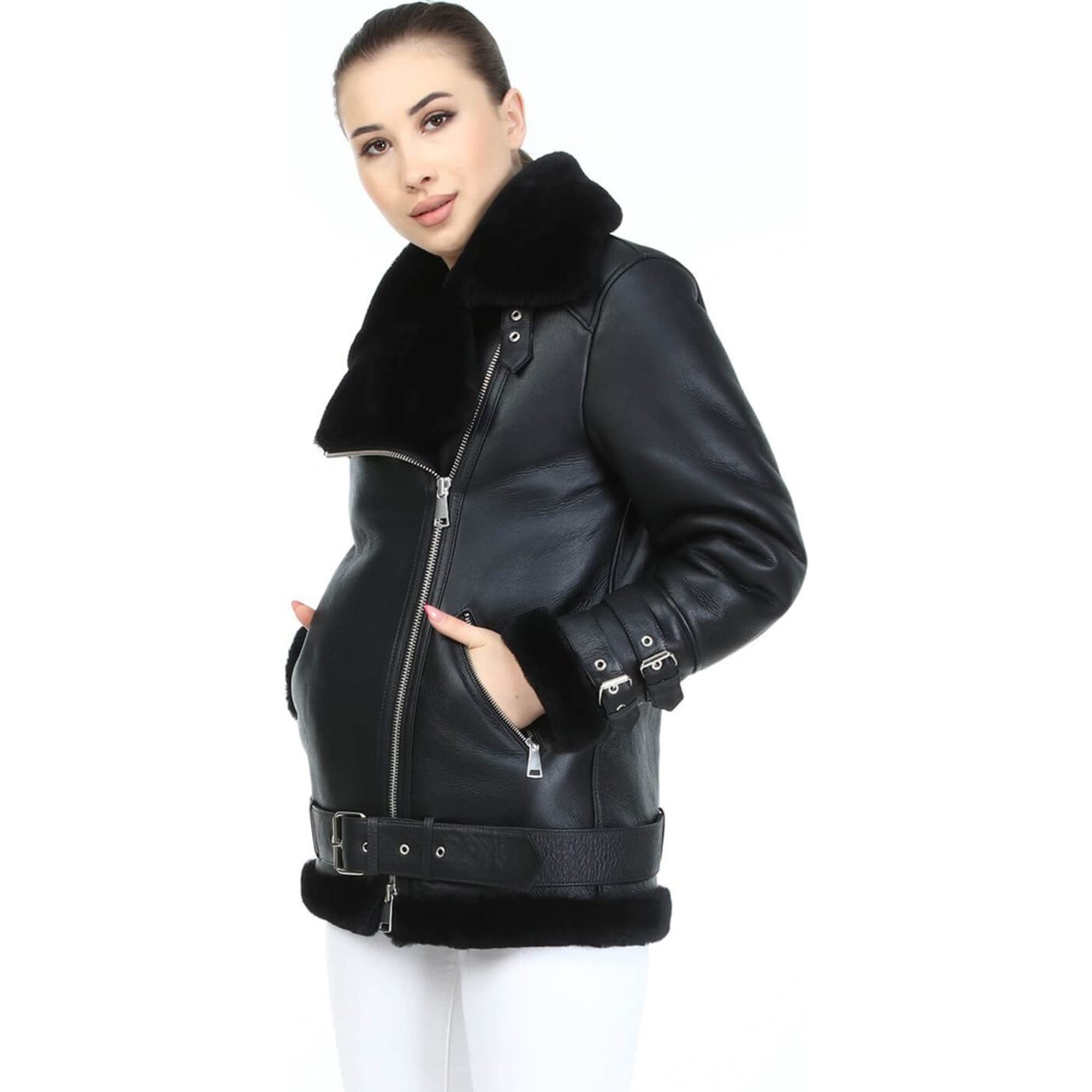 MARDAMS Women's Shearling Coat - Soft & Warm Winter Jacket with Faux Fur Lining | Cozy Outerwear for Cold Weather | Perfect for Casual Outings, Travel & Holiday Season