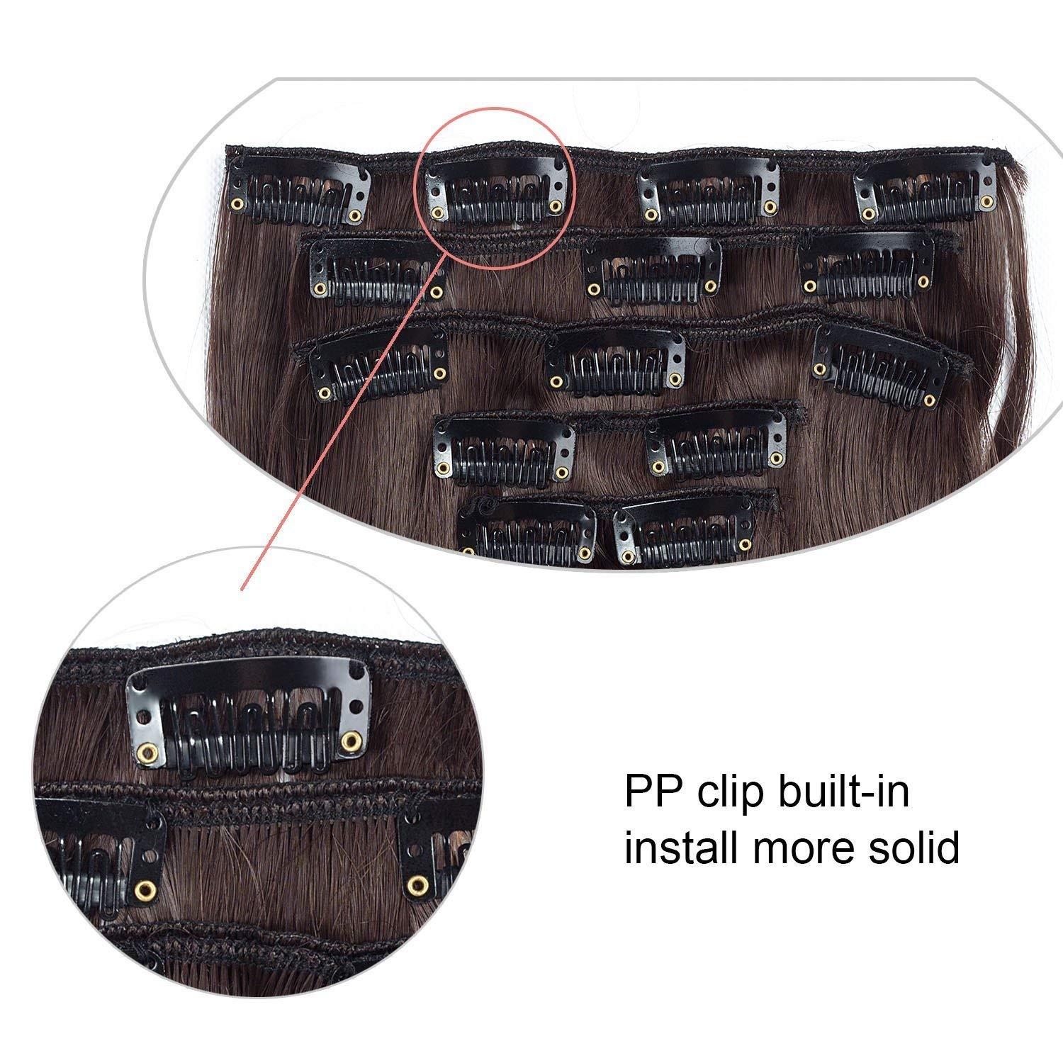 6 Pcs Full Head Synthetic Curly Hair Extensions for Women - Black Clip-In Hairpieces (Model 15) | Perfect for Parties, Weddings & Daily Styling