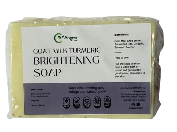 Aranya Store Natural Goat Milk & Turmeric Brightening Soap for Glowing Skin - Gentle Cleansing, Moisturizing & Skin Lightening Face & Body Soap for Daily Use