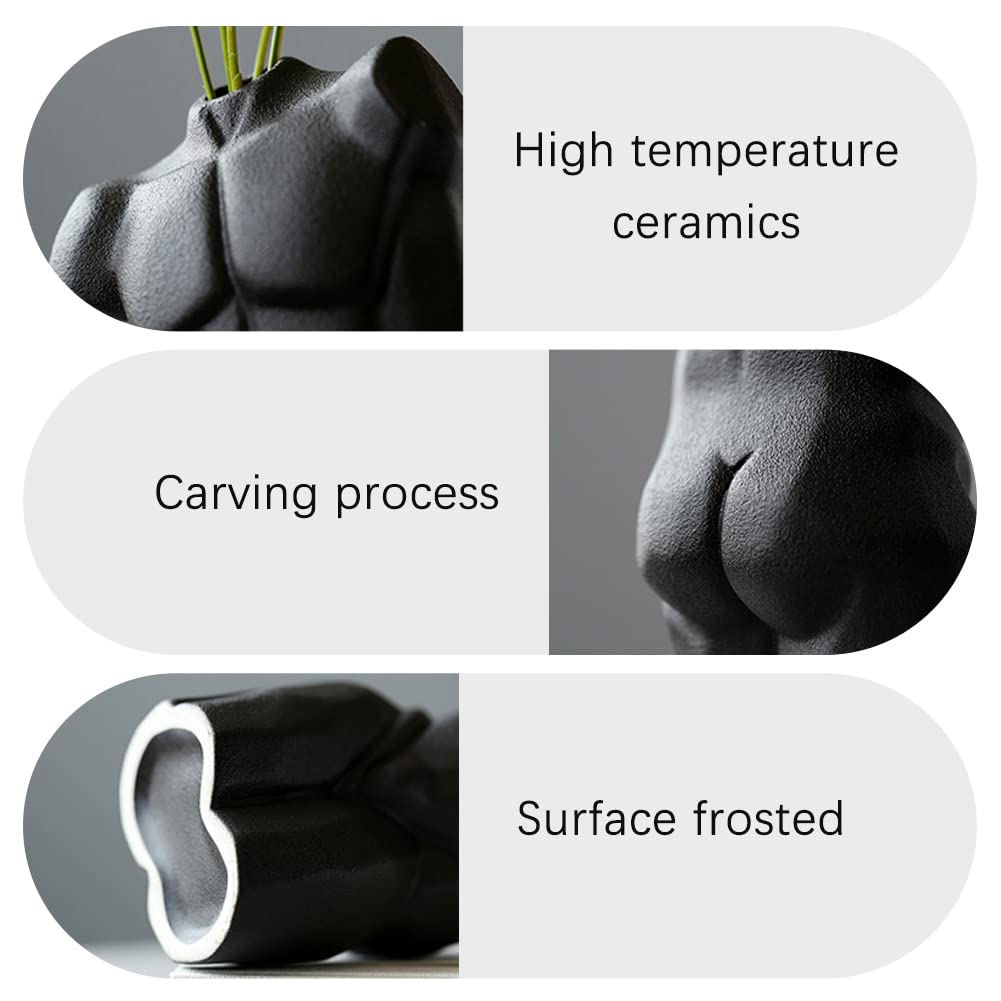 WAYUTO Male Body Vases - Ceramic Flower Vase, Man Body Shaped Vase, Unique Desktop Decor, Modern Art Sculpture for Home & Office - Perfect for Living Room, Bedroom, or Gift Giving (White)