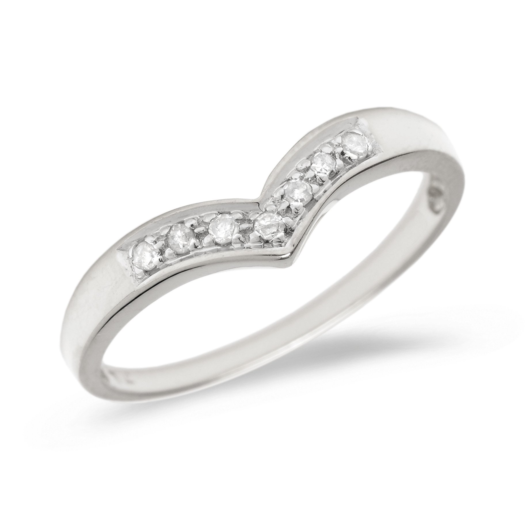 14K White Gold Diamond Chevron Ring for Women - Elegant Stackable Wedding Band, Anniversary Gift, Promise Ring - Perfect for Engagements, Bridal Jewelry & Special Occasions