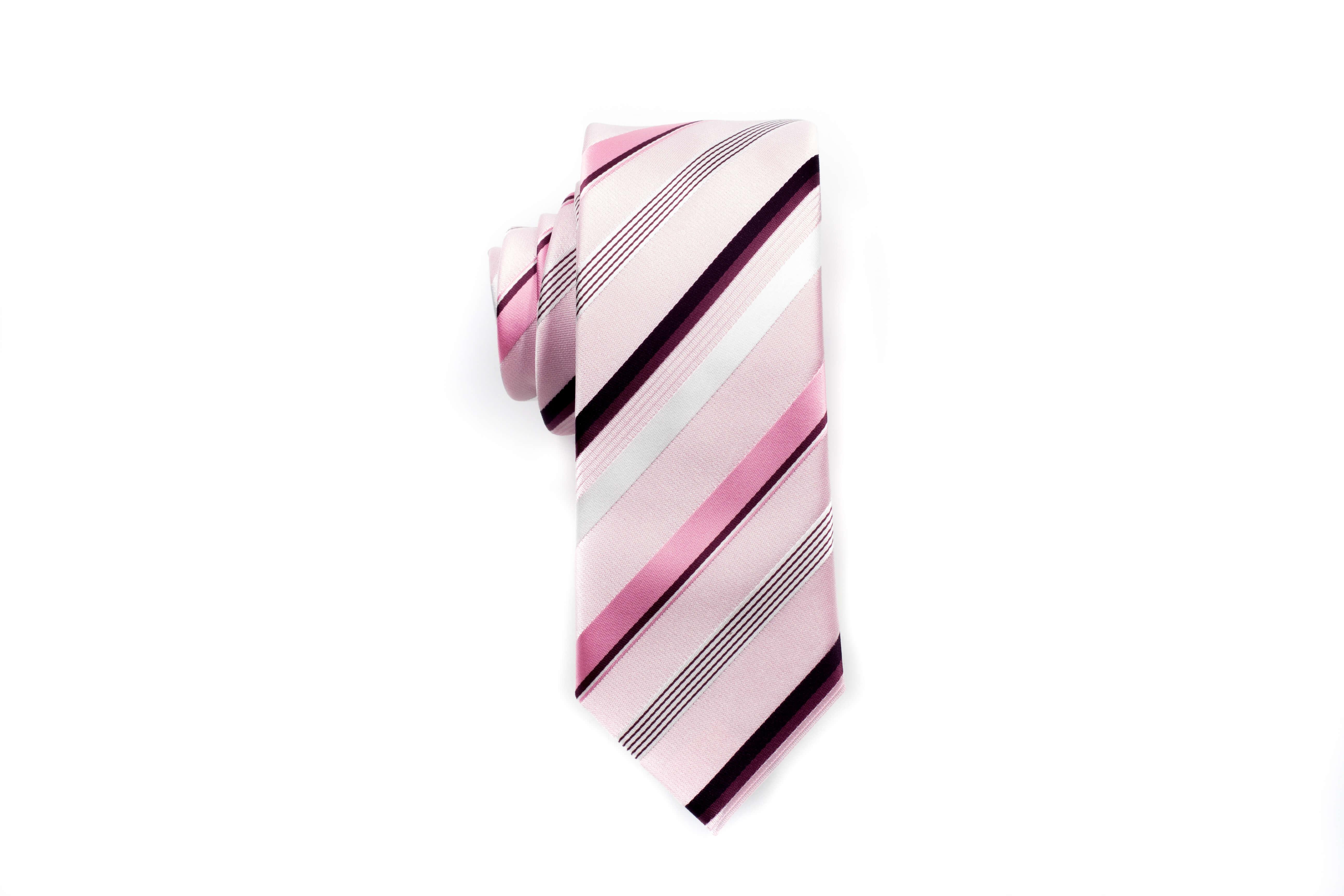 Stylish Pink Striped Skinny Tie for Men - Elegant Formal & Business Necktie - Perfect for Weddings, Office, Prom & Special Occasions