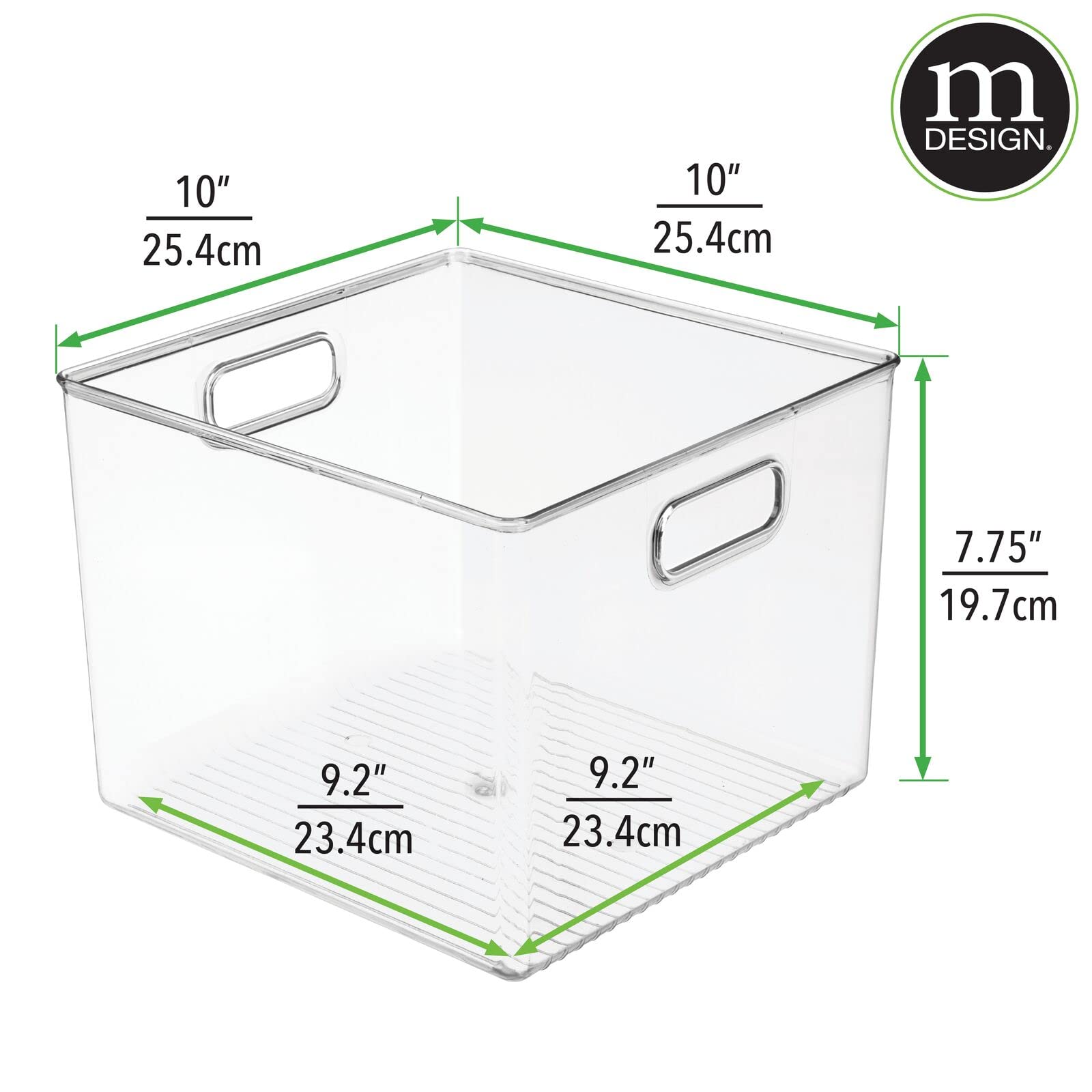 mDesign Small Modern Plastic Storage Bins with Handles - 8 Pack Clear Organizer Baskets for Craft Room, Shelf, Cubby, Cabinet & Closet Organization - Perfect for DIY Supplies, Office Accessories & Home Decor Storage