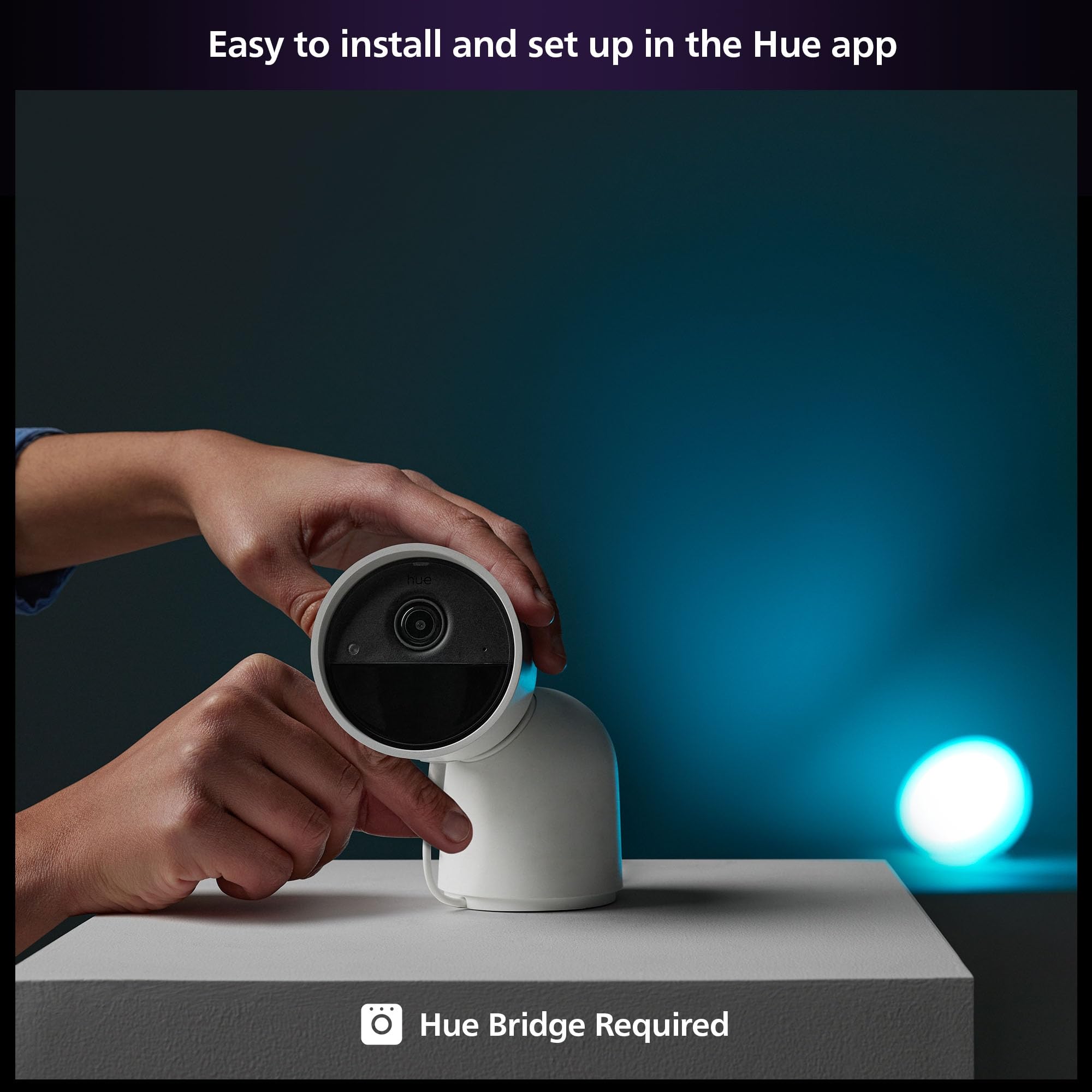 Philips Hue Secure Wired Camera with Desktop Stand - Indoor Home Security Camera, 1080p HD Video, Night Vision, Motion Detection | Perfect for Home Office, Baby Monitor & Pet Surveillance (White)
