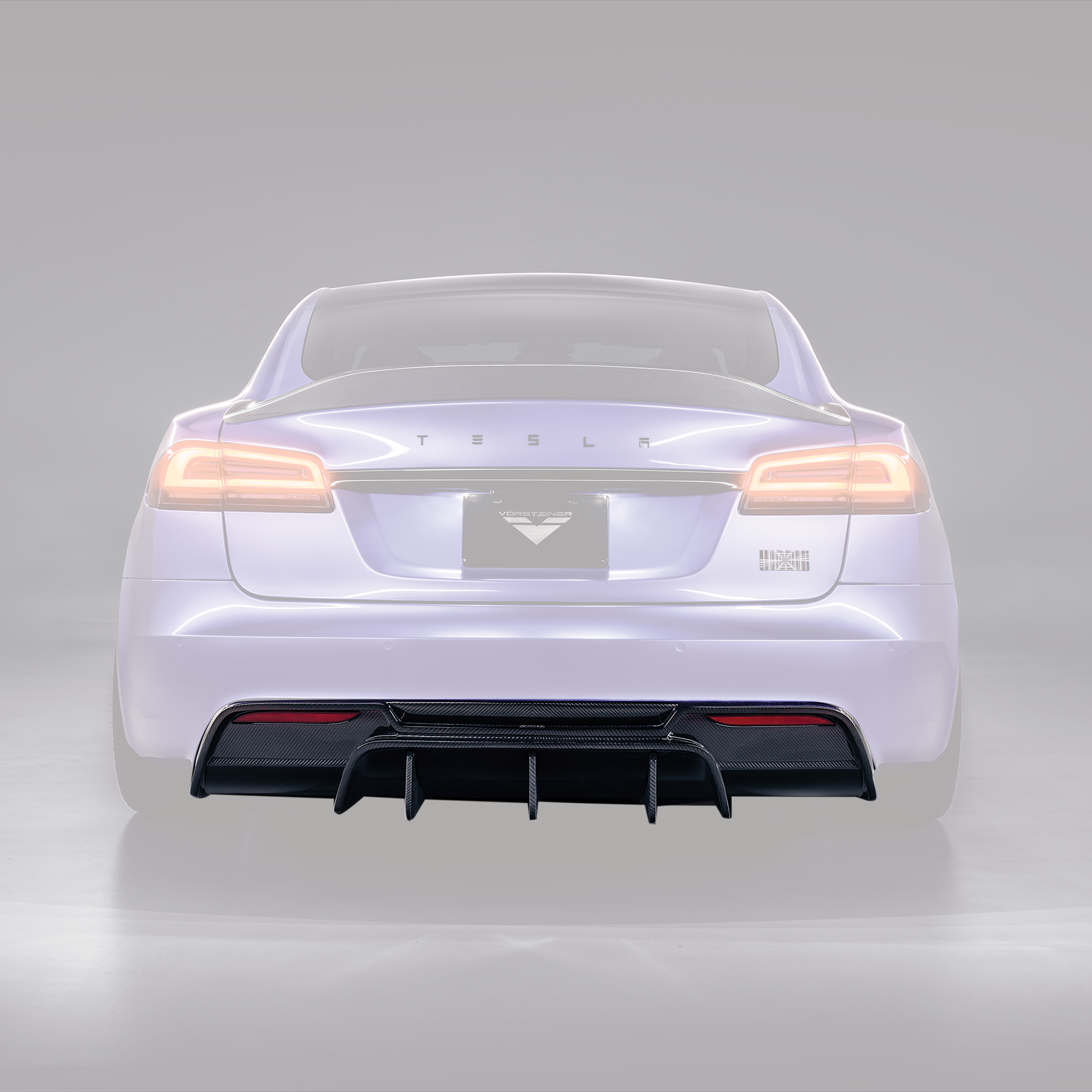 VRS Tesla Model S Plaid Aero Rear Diffuser - Carbon Fiber PP 2x2 Glossy Finish - High Performance Rear Diffuser for Tesla Model S Plaid - Enhance Aerodynamics & Style for Track & Street Racing