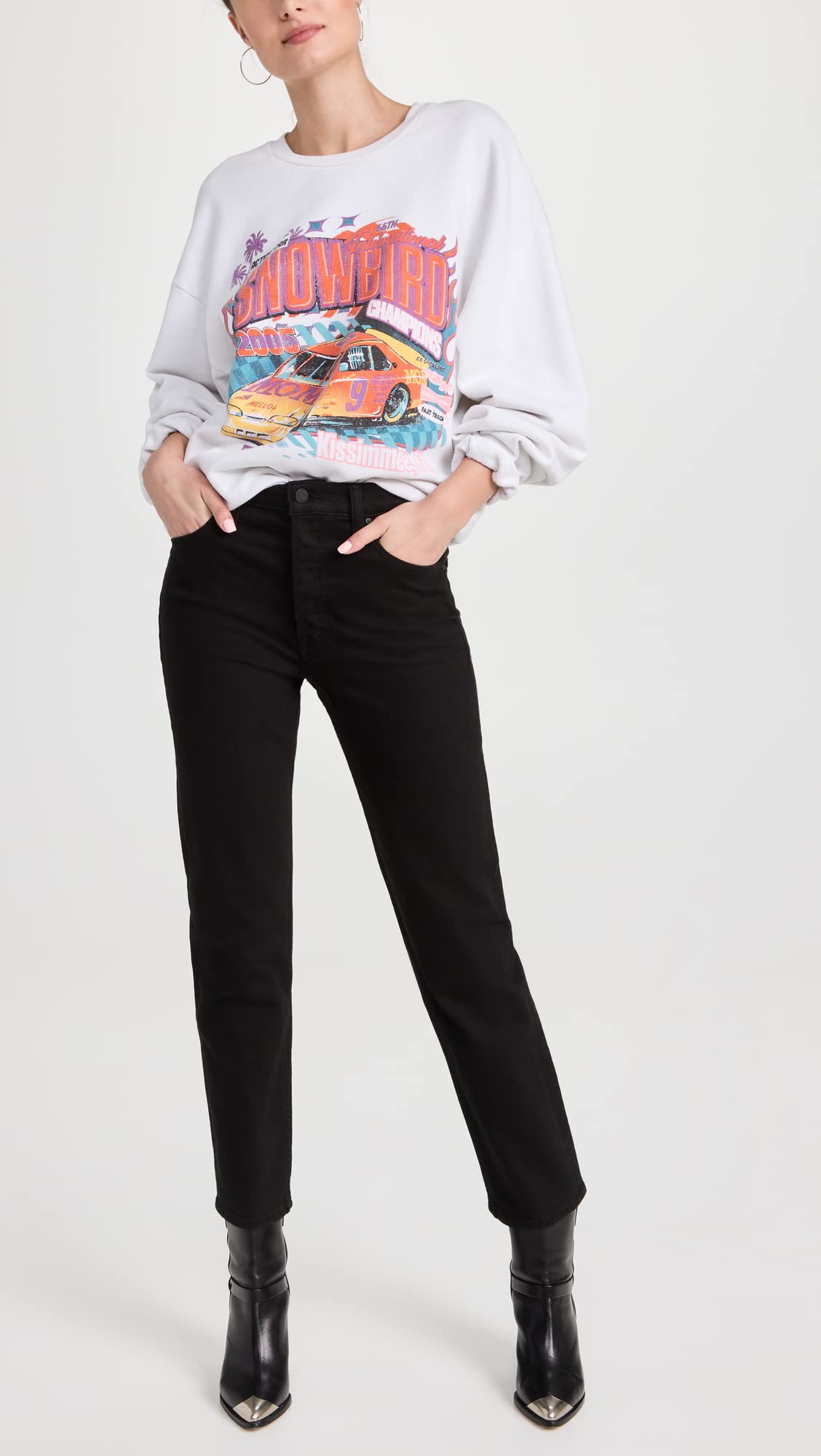 MOTHER Women's The Tomcat Ankle Jeans - High Waist Skinny Denim Pants for Casual Wear & Everyday Outfits