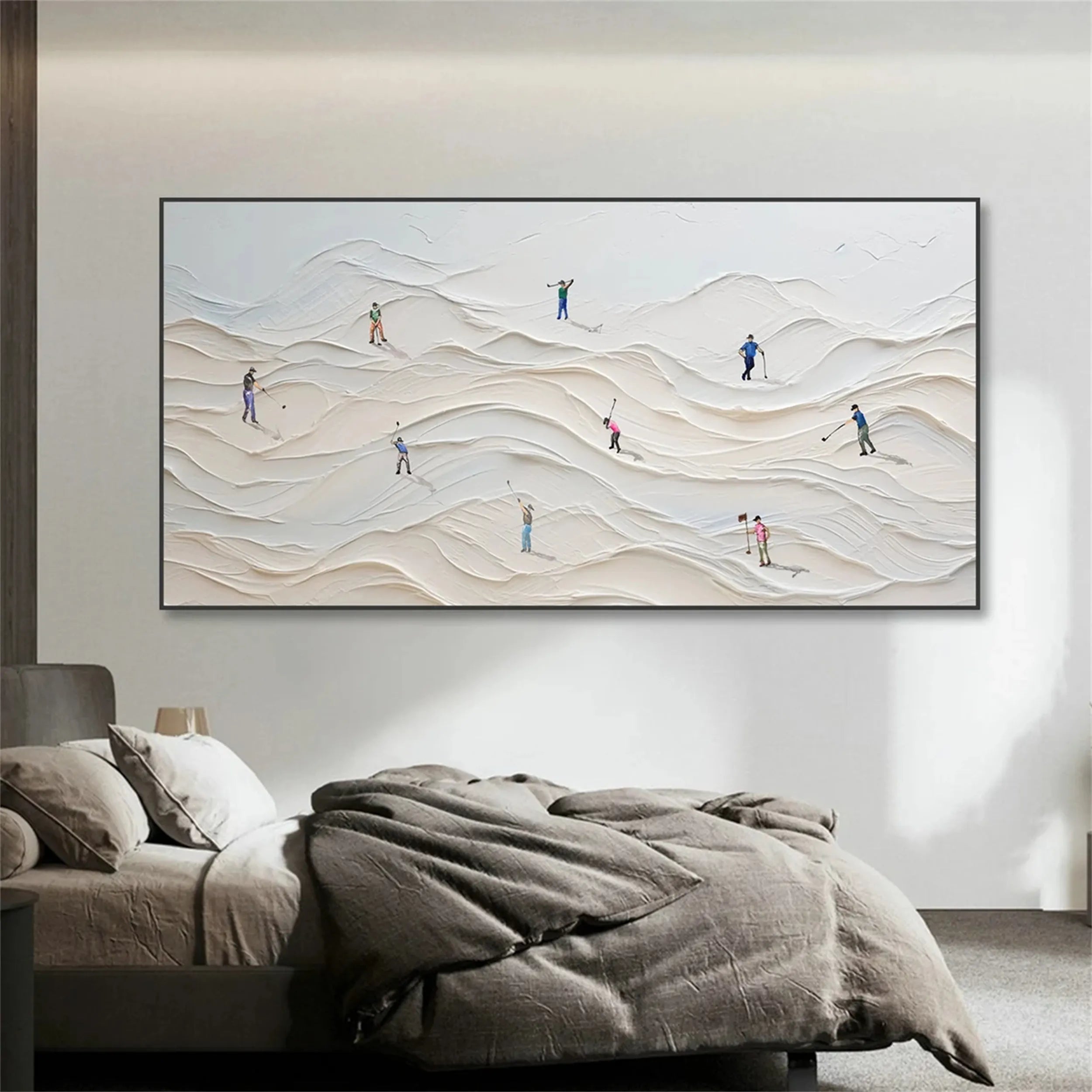 Premium Skiing Sport Art Textured Canvas Painting - Winter Sports Wall Decor for Home & Office (Style #MM215) | Perfect for Ski Lodge, Mountain Cabin & Sports Enthusiast Gifts