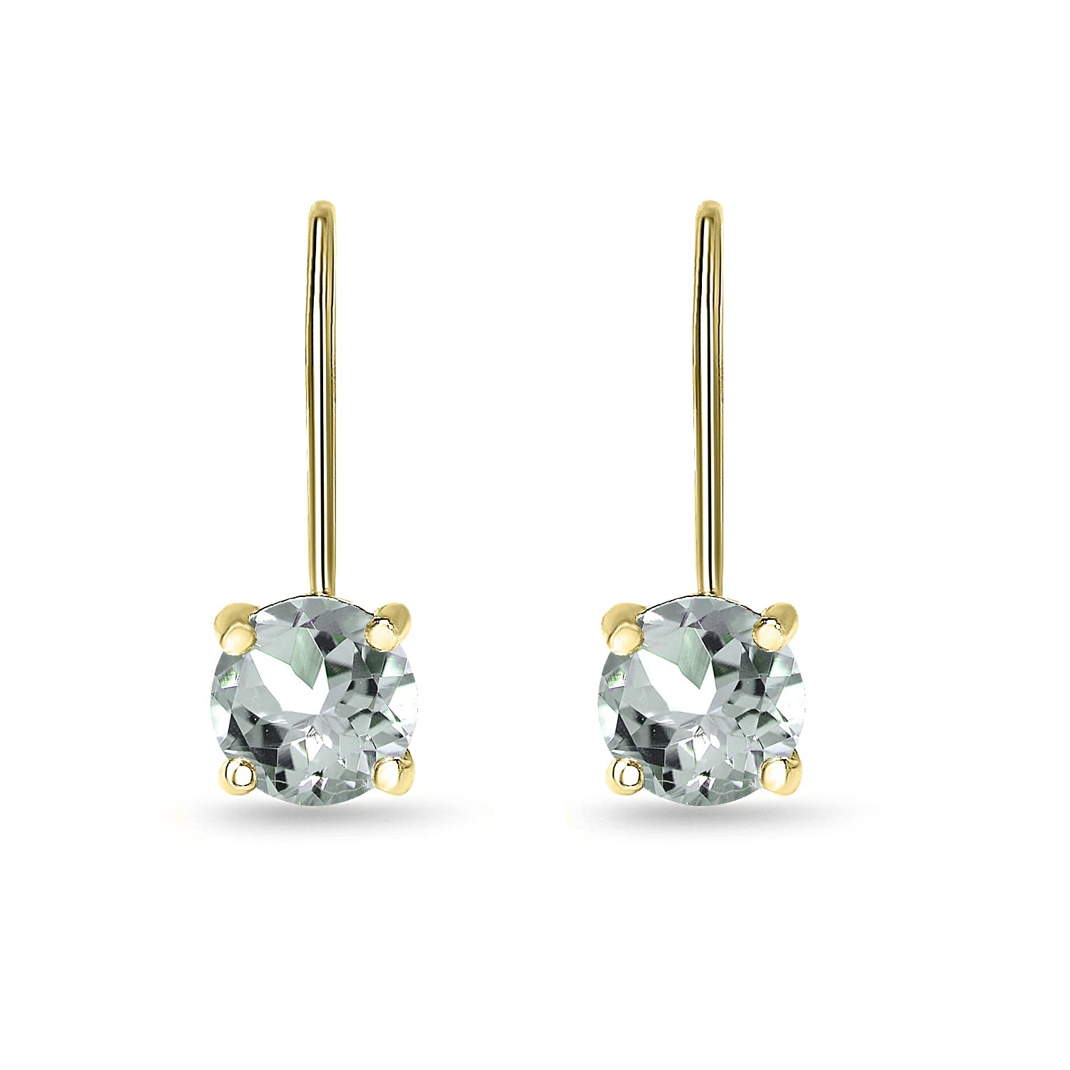 6mm Round Birthstone Leverback Earrings for Women - Genuine or Synthetic Gemstone Sterling Silver with Gold Flash | Elegant Drop & Dangle Earrings for Everyday Wear, Gift Giving & Special Occasions
