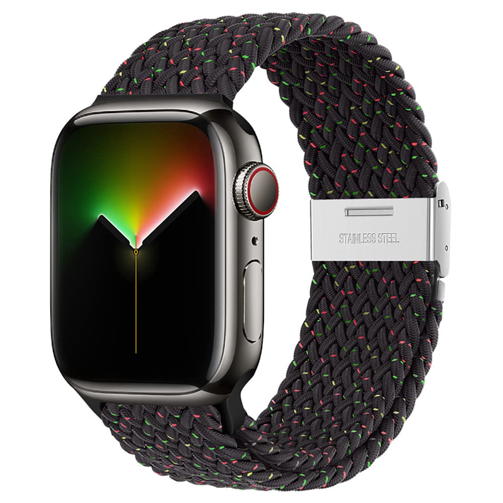 Braided Nylon Apple Watch Bands for Series 9/8/7/6/5/4/3/2/SE/Ultra/Ultra 2 - Adjustable, Breathable Replacement Strap for 38mm/40mm/41mm/42mm/44mm/45mm/49mm - Perfect for Workouts, Running & Everyday Wear