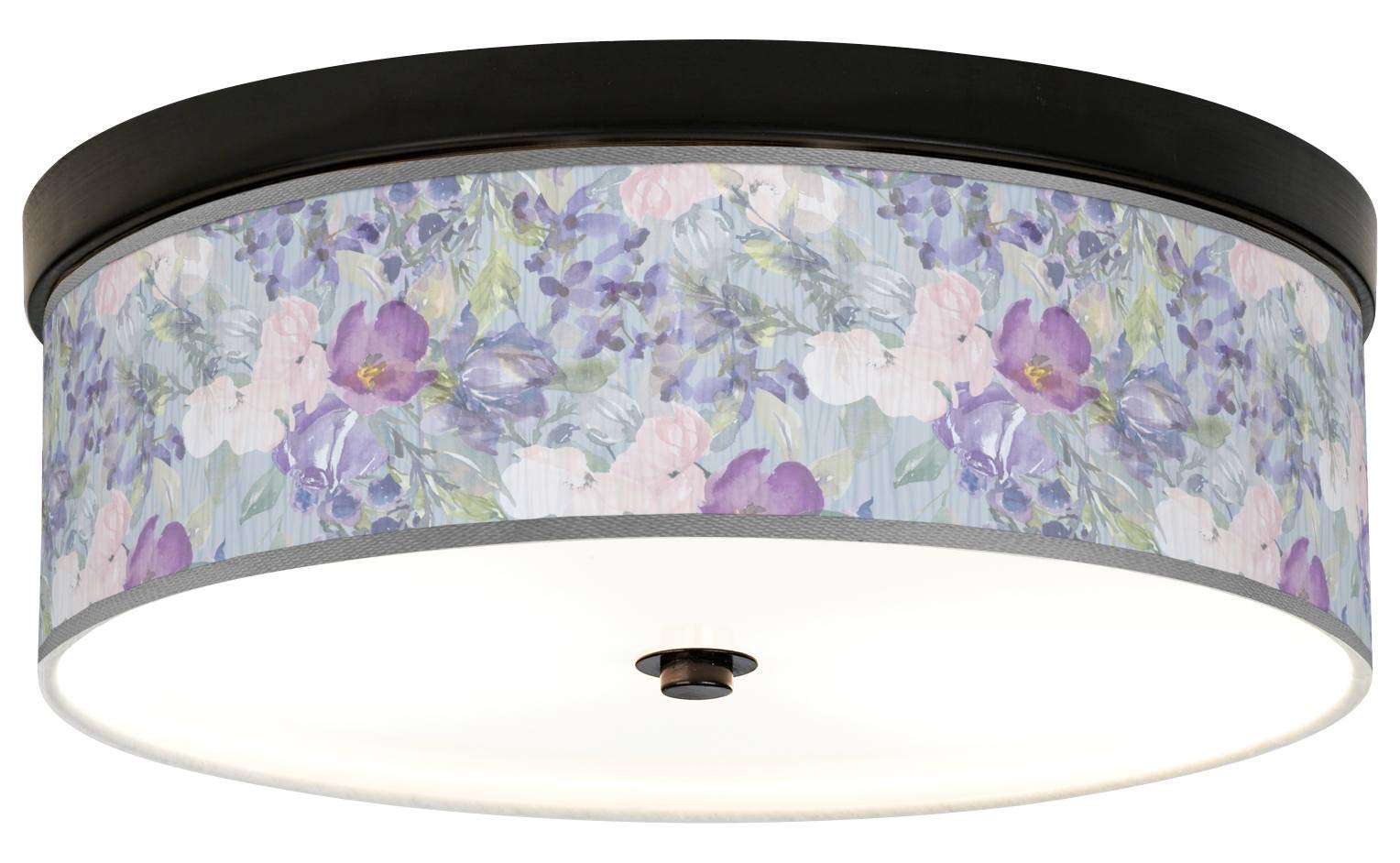 Energy Efficient Bronze Ceiling Light with Spring Flowers Giclee Print Shade - Perfect for Bedroom, Living Room & Dining Room Lighting