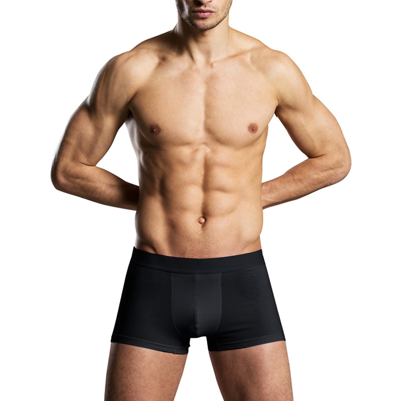 Men's Comfortable Solid Color Boxer Briefs - Elastic Waistband, Loose Fit Thermal Underwear (Size Large) - Perfect for Winter Warmth & Everyday Wear