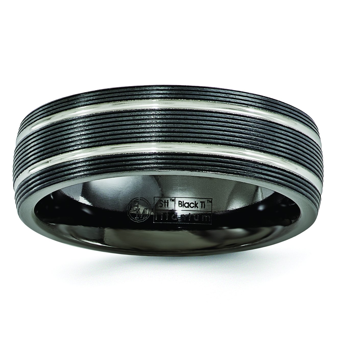 Titanium Black Textured Lines 7mm Wedding Band Ring for Women - Elegant & Durable Jewelry for Bridal, Anniversary, or Everyday Wear