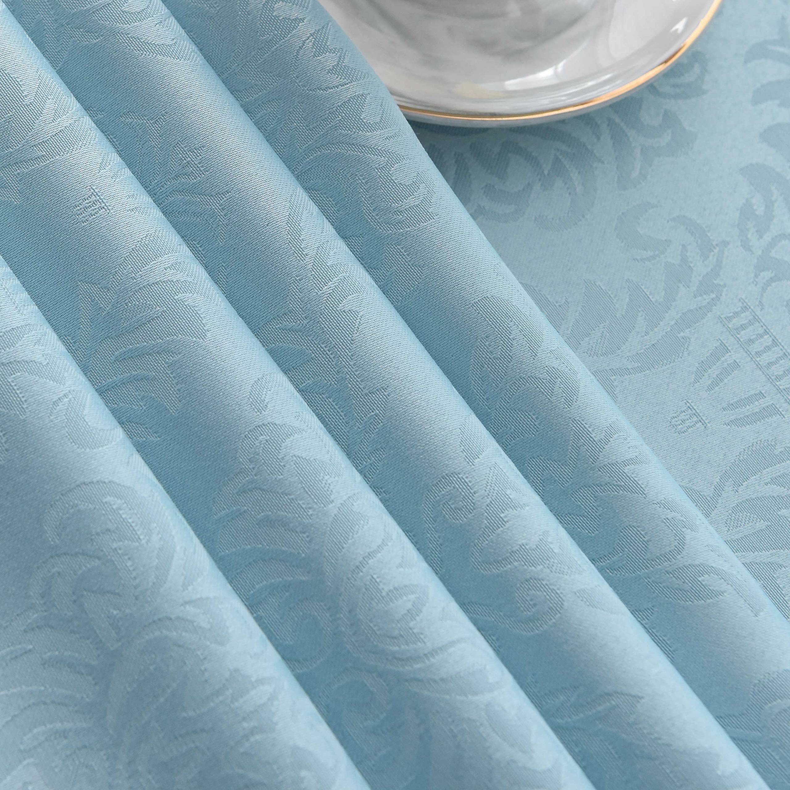 Premium Waterproof Damask Square Tablecloth 60x60 Inch - Heavyweight, Wrinkle-Free & Soft Fabric for Indoor & Outdoor Dining - Elegant Blue Haze Decorative Table Cover for Parties, Weddings & Everyday Use