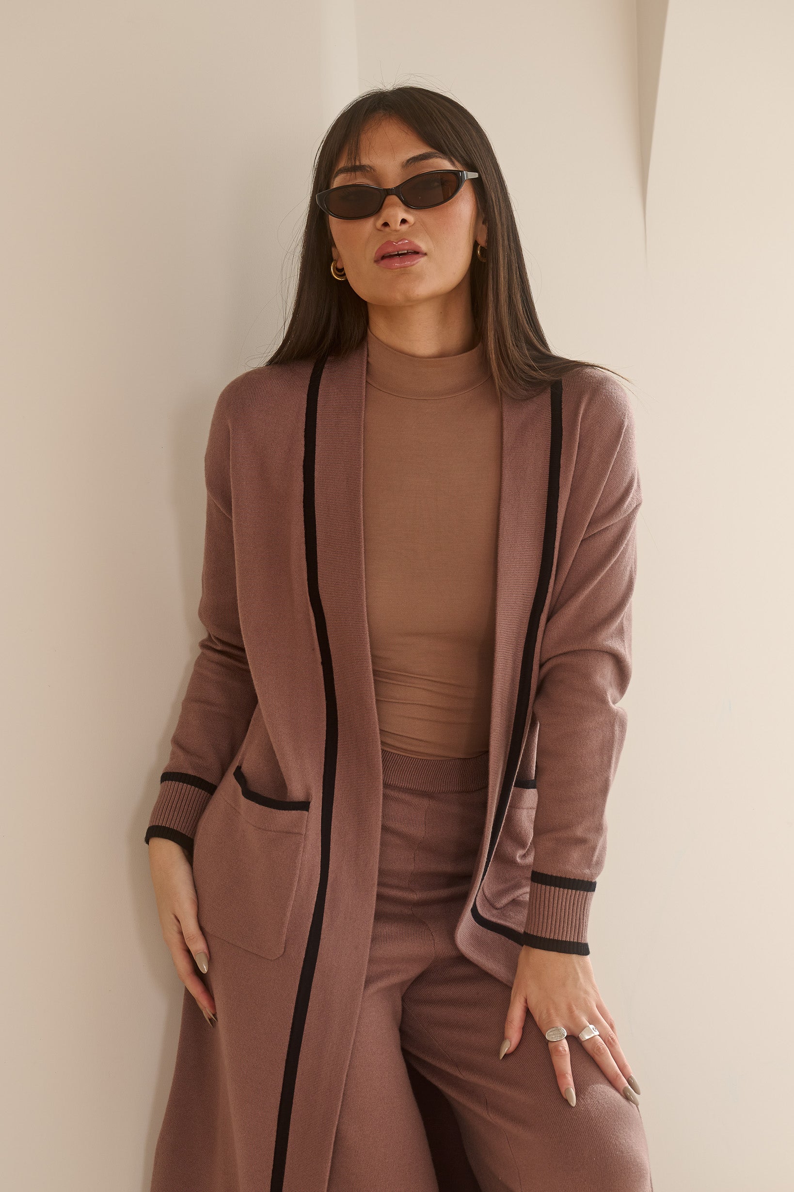 Faye Piping Knit Set - Women's Stylish Knitwear Outfit for Casual & Office Wear | Perfect for Fall & Winter Fashion