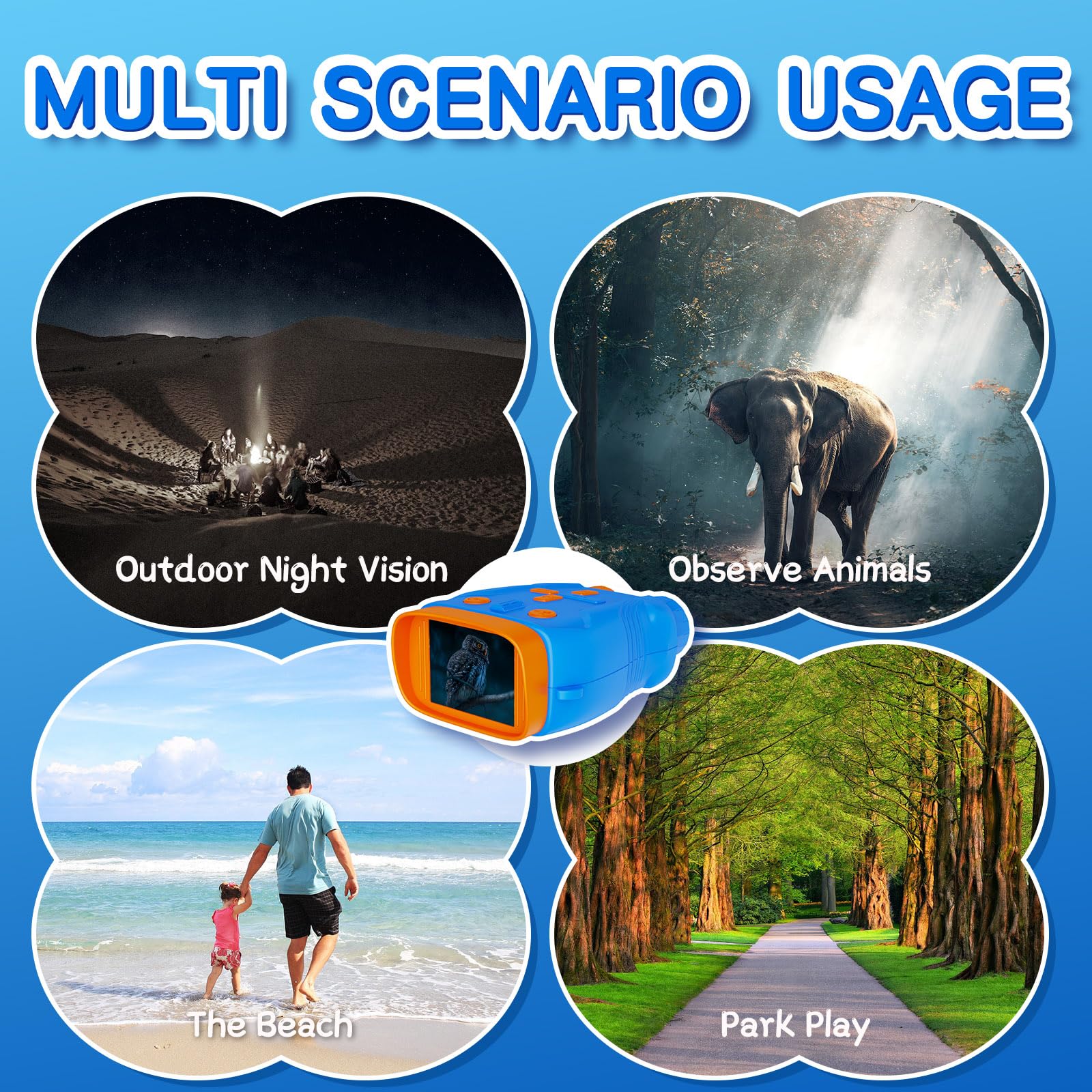 Night Vision Goggles for Kids Ages 5-12 | 5X Zoom Binoculars with 32GB Card | Perfect for Outdoor Adventures, Camping & Nighttime Exploration