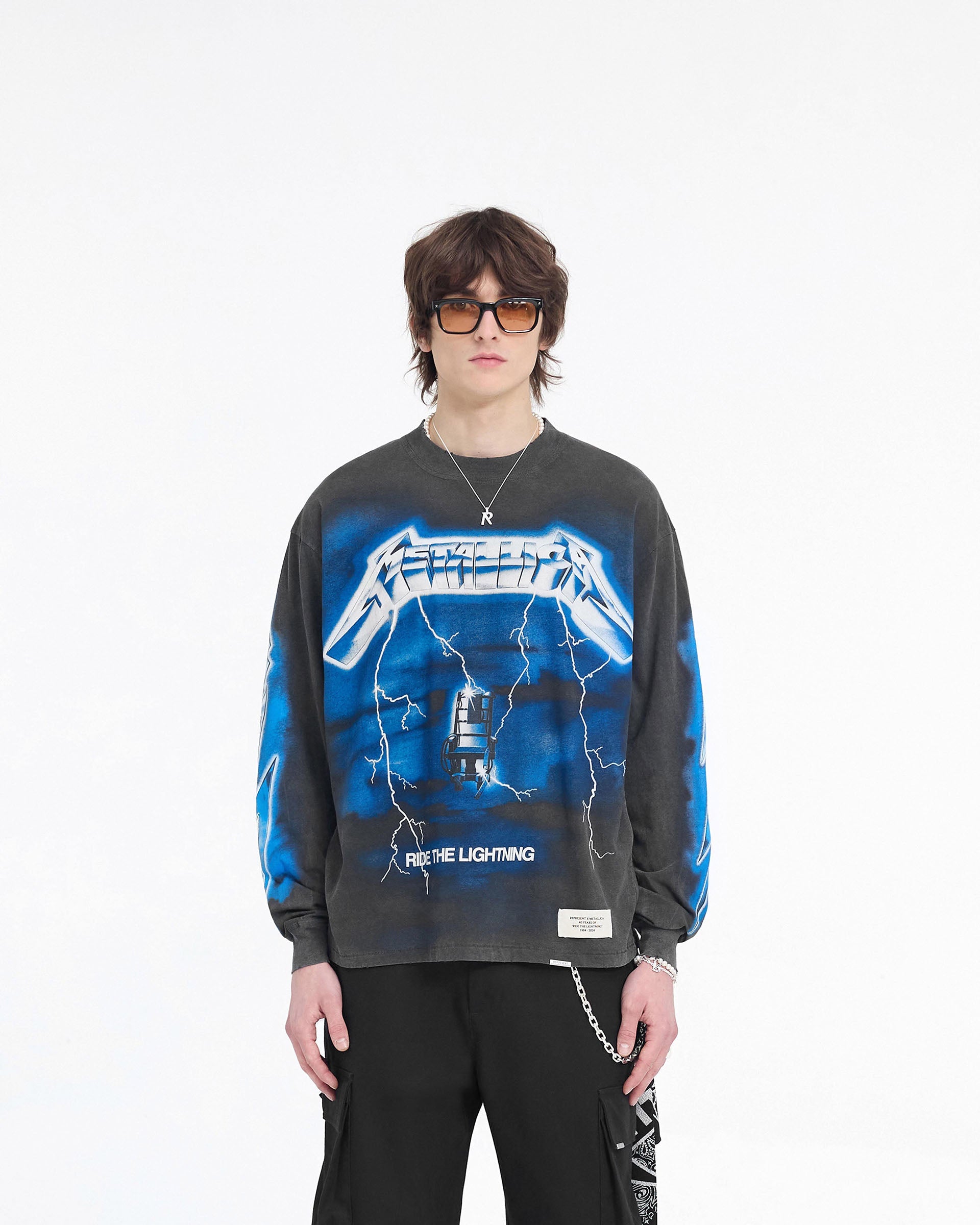 Vintage Grey Metallica Ride The Lightning Long Sleeve T-Shirt | Represent Band Merch | Rock Music Fan Gift & Concert Outfit