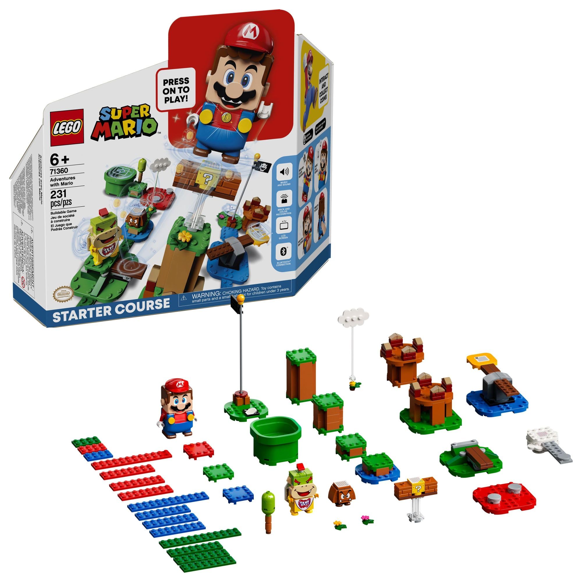 LEGO Super Mario Adventures with Mario Starter Course 71360 Building Kit - 231 Piece Interactive Playset with Mario, Bowser Jr. & Goomba Figures | Creative STEM Toy Gift for Kids Ages 6+ | Fun Educational Building Game for Birthday & Christmas | Perfect for Mario Fans & Family Game Nights