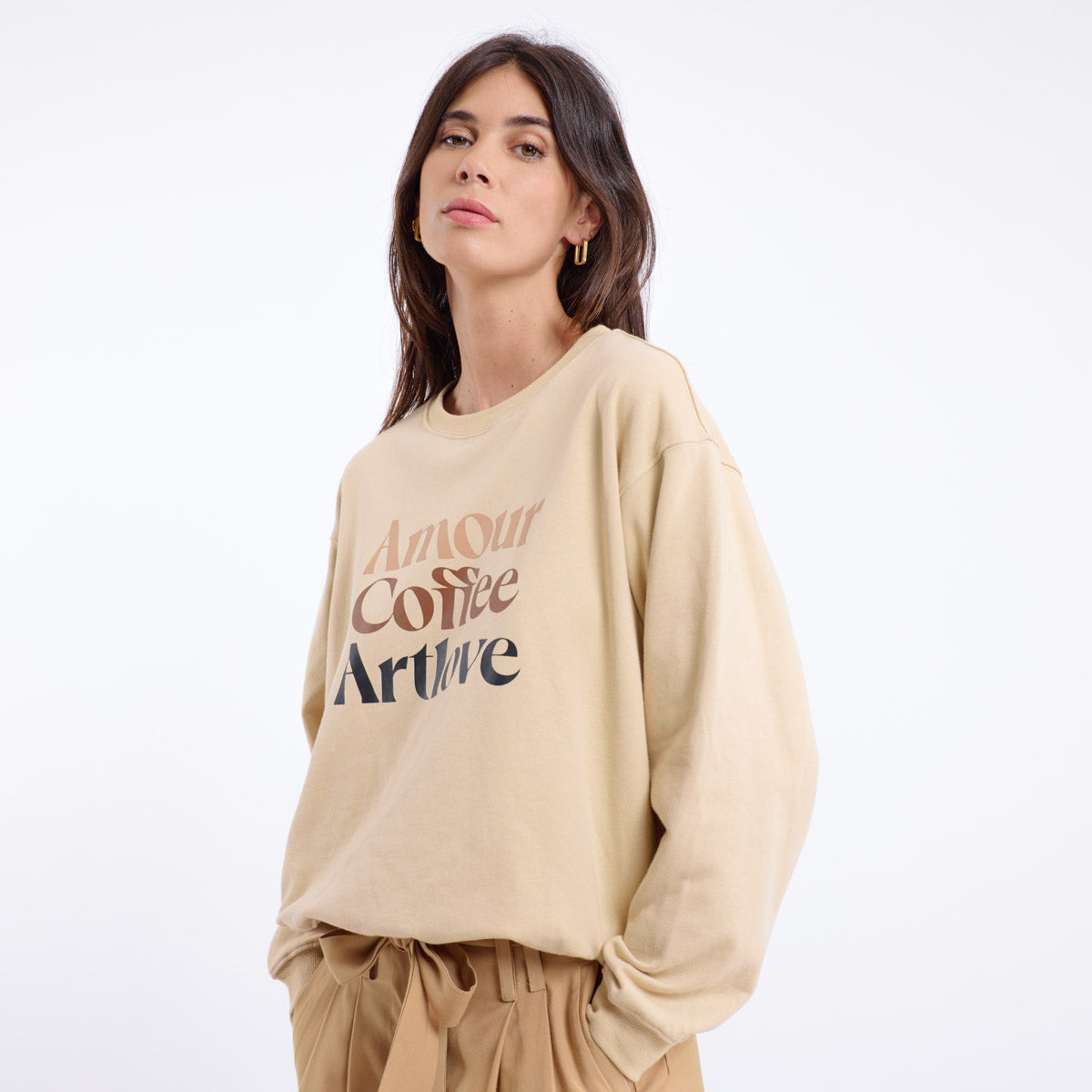 FADWA Women's Beige Knit Sweater - Soft Casual Pullover for Fall & Winter | Cozy Office Wear & Weekend Outfits