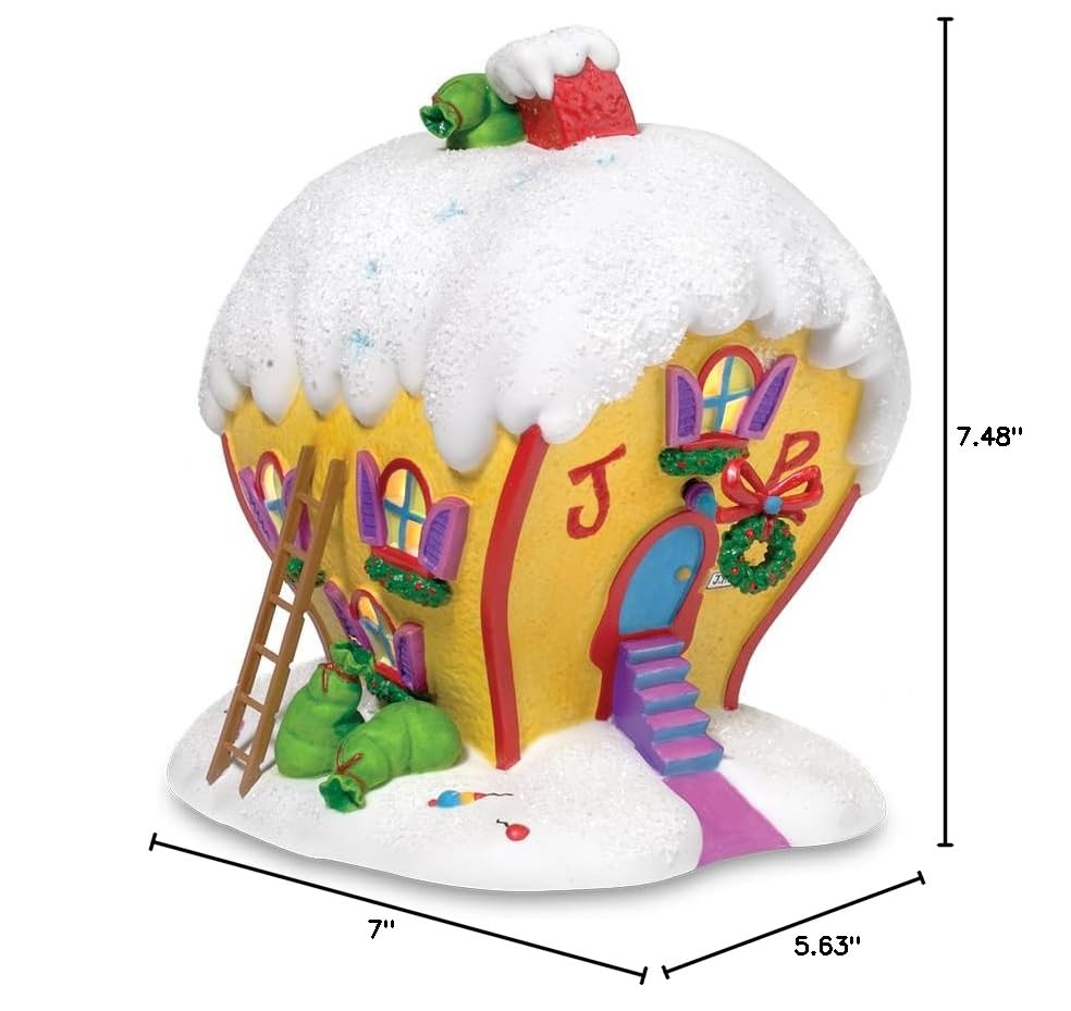 Department 56 Dr. Seuss The Grinch Village Cindy Lou Who's House - LED Lit Christmas Collectible, Hand-Painted Porcelain Holiday Decor (7.48 Inch) - Perfect for Christmas Village Displays, Mantel Decorations & Festive Home Decor